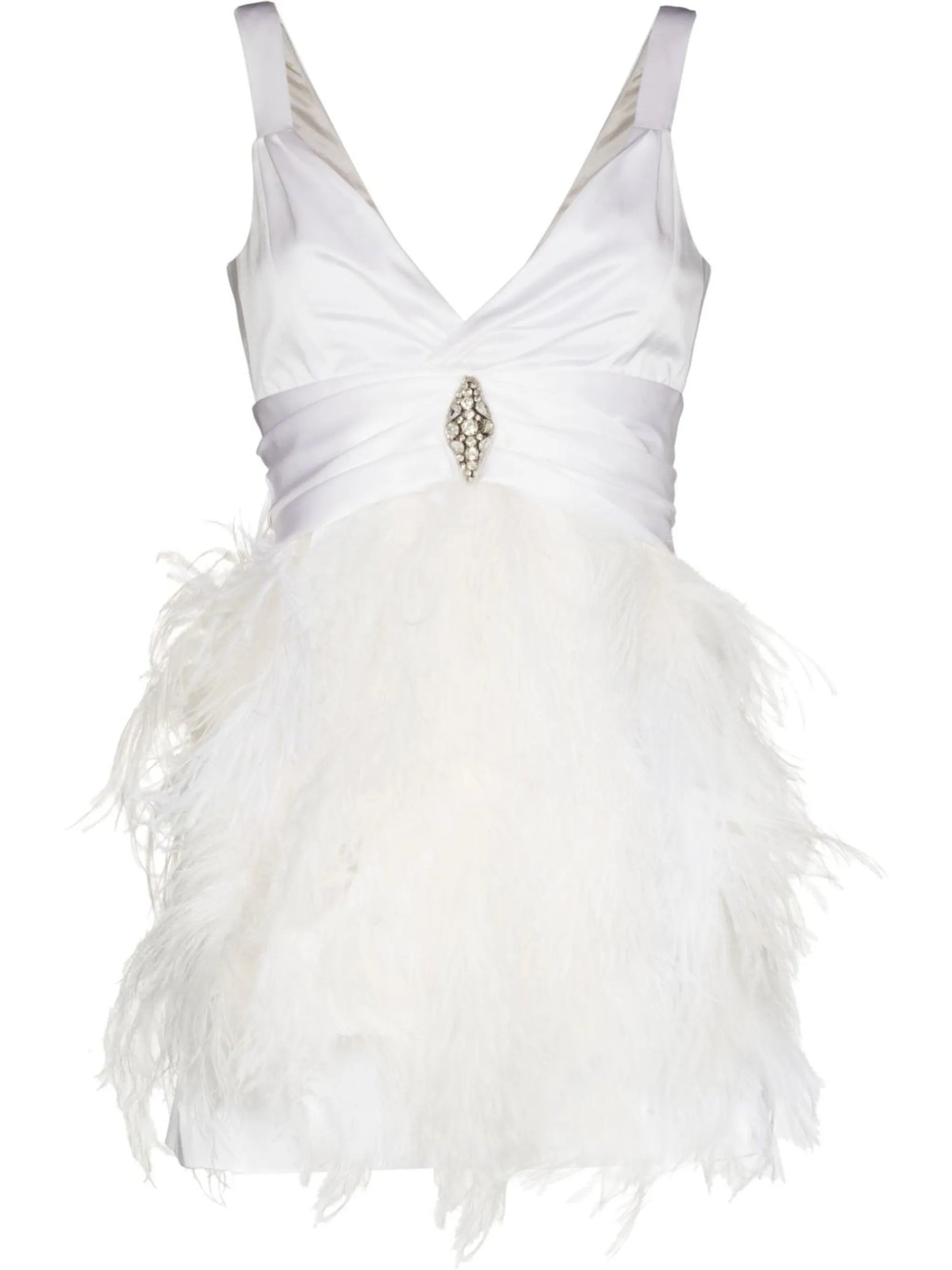 feather-embellished mini dress