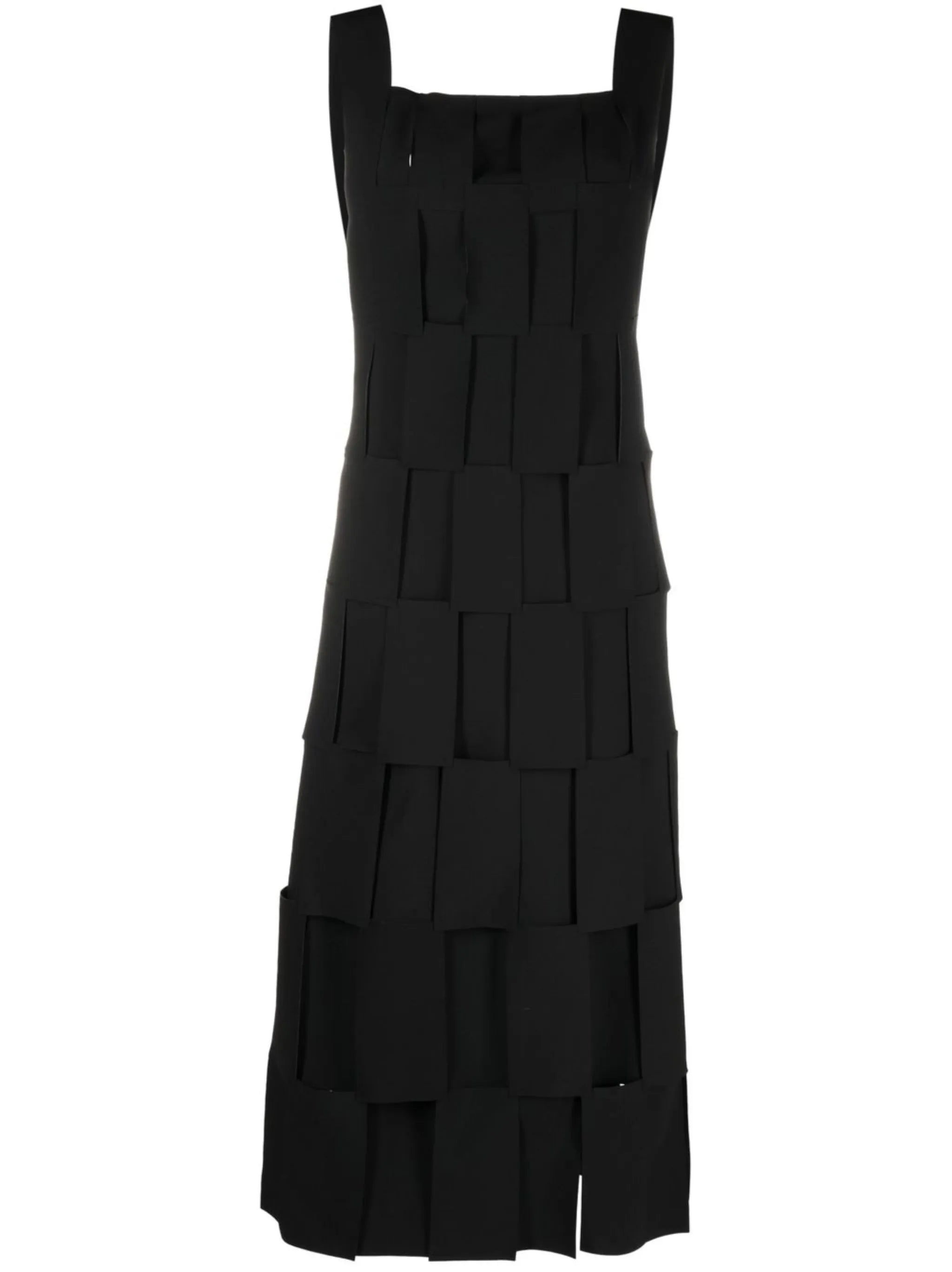 rectangle detail square neck midi dress