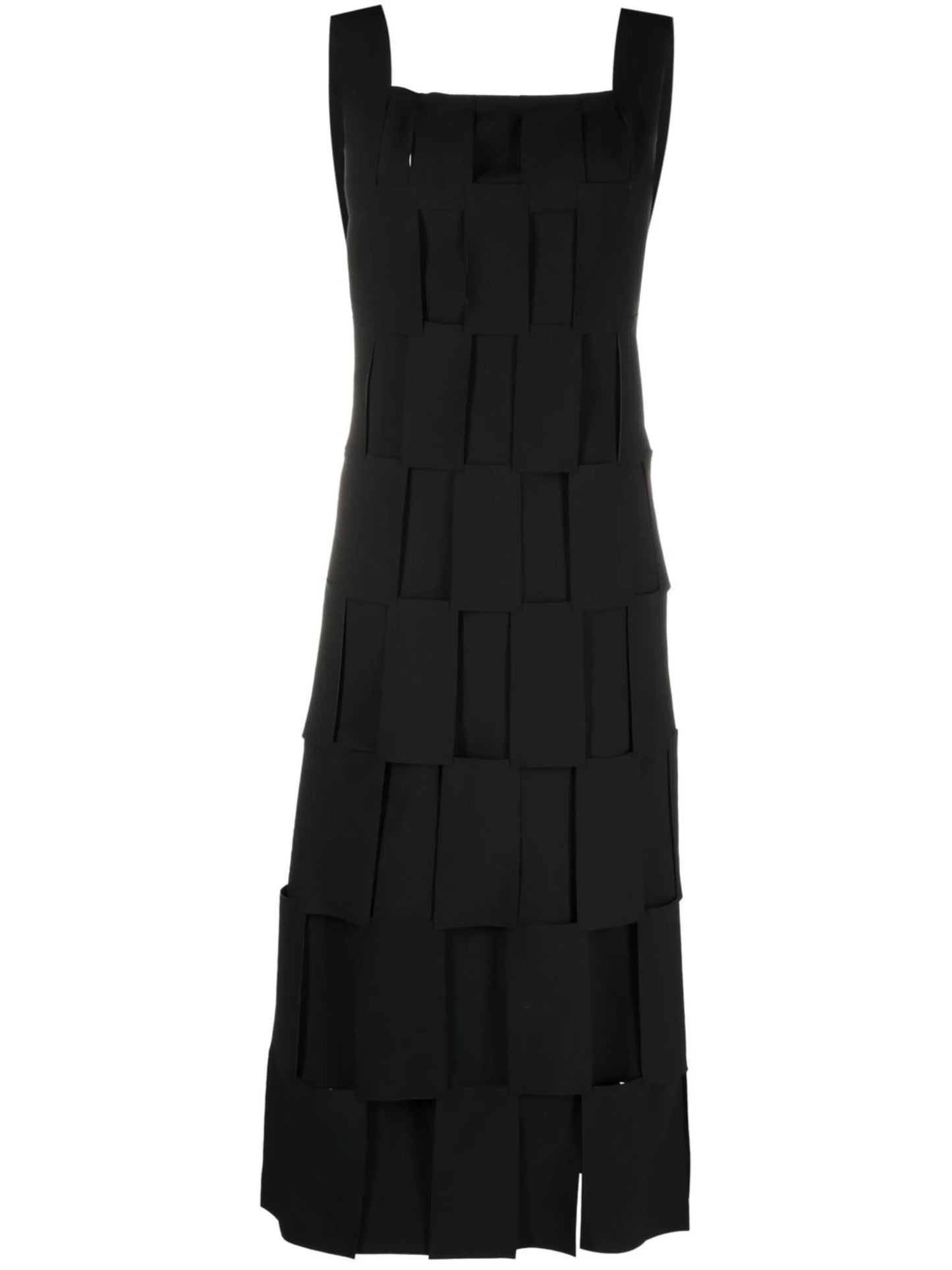 rectangle detail square neck midi dress