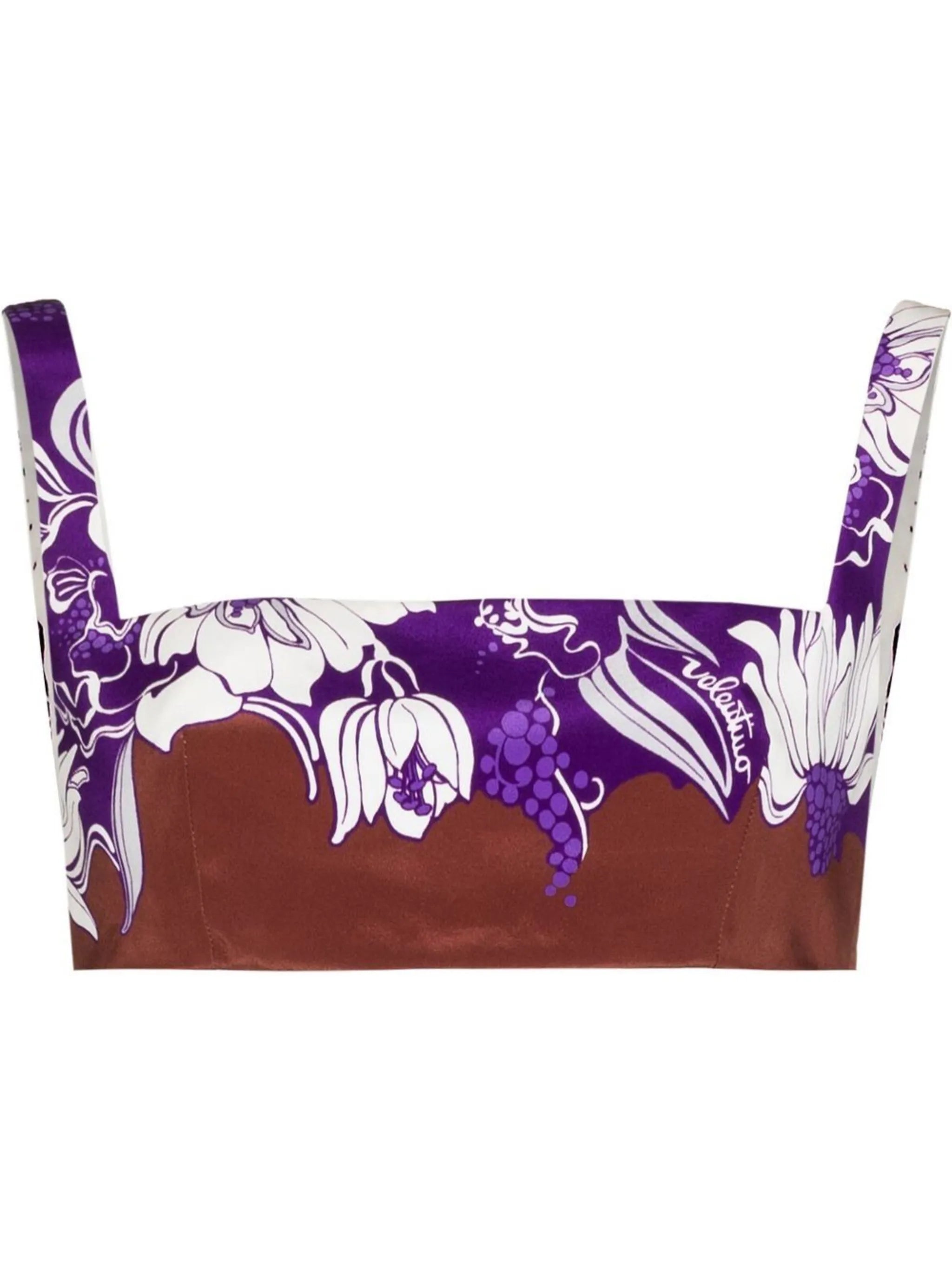 floral cropped silk top