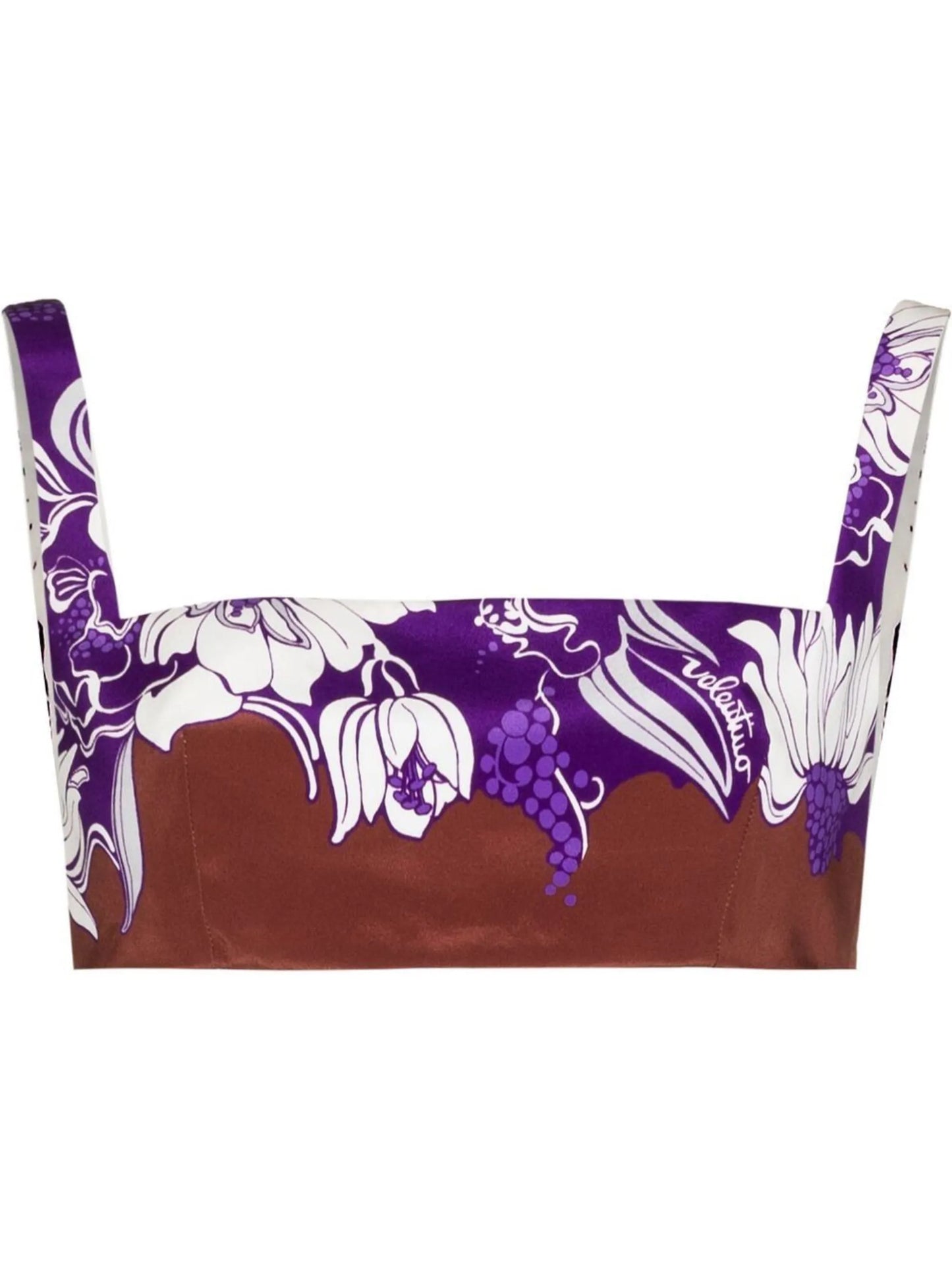 floral cropped silk top