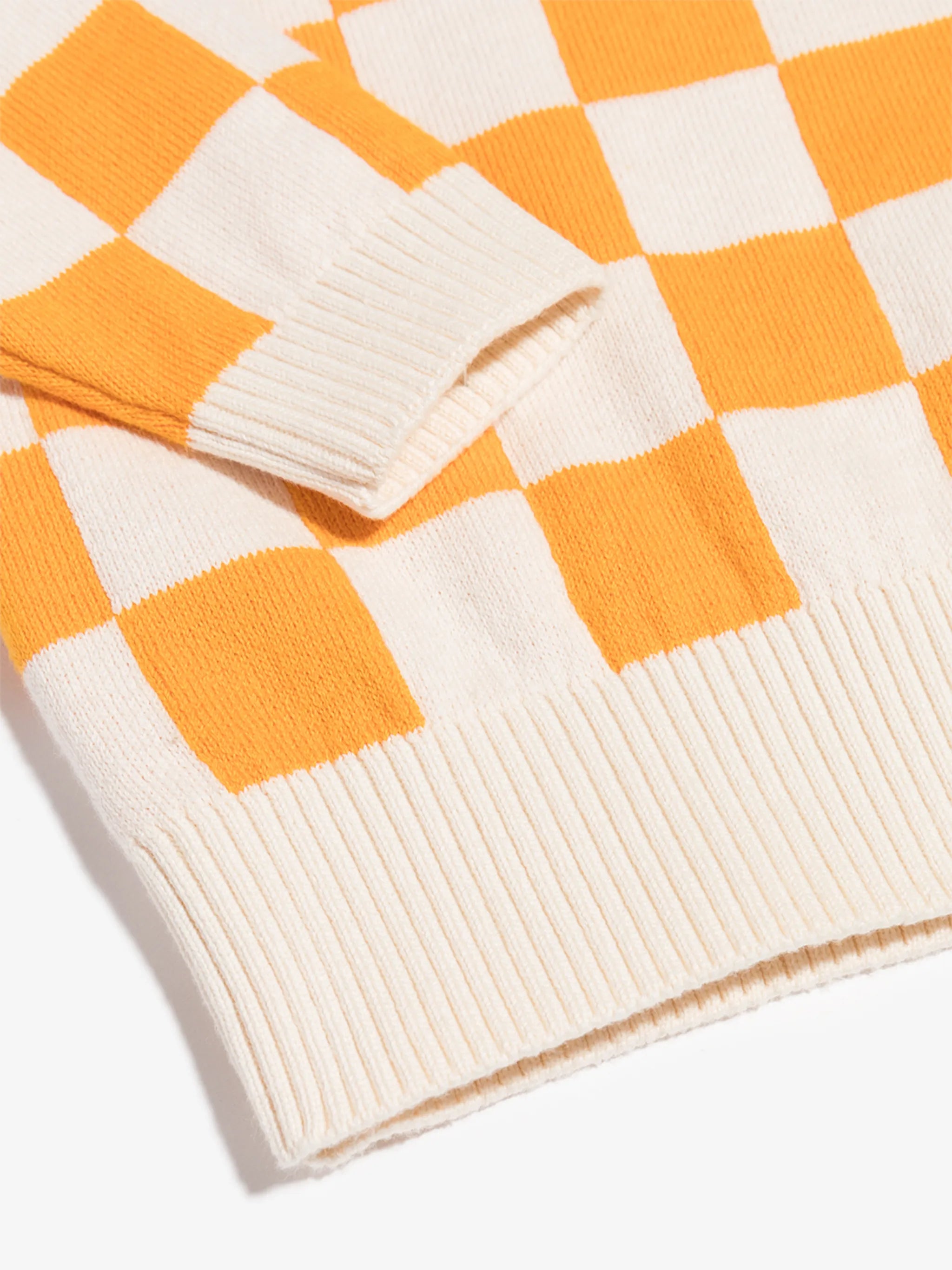 check-print knitted sweater