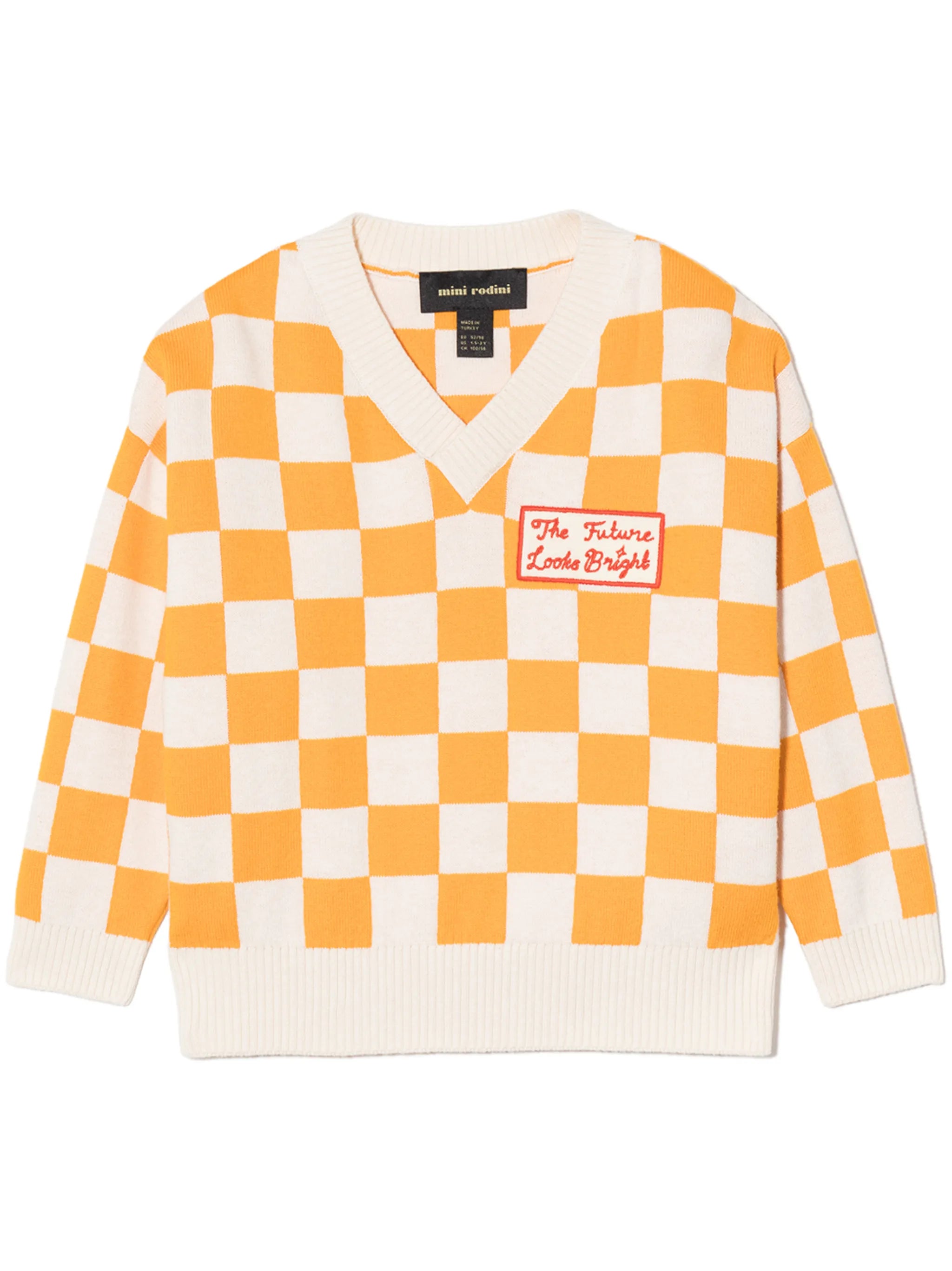 check-print knitted sweater