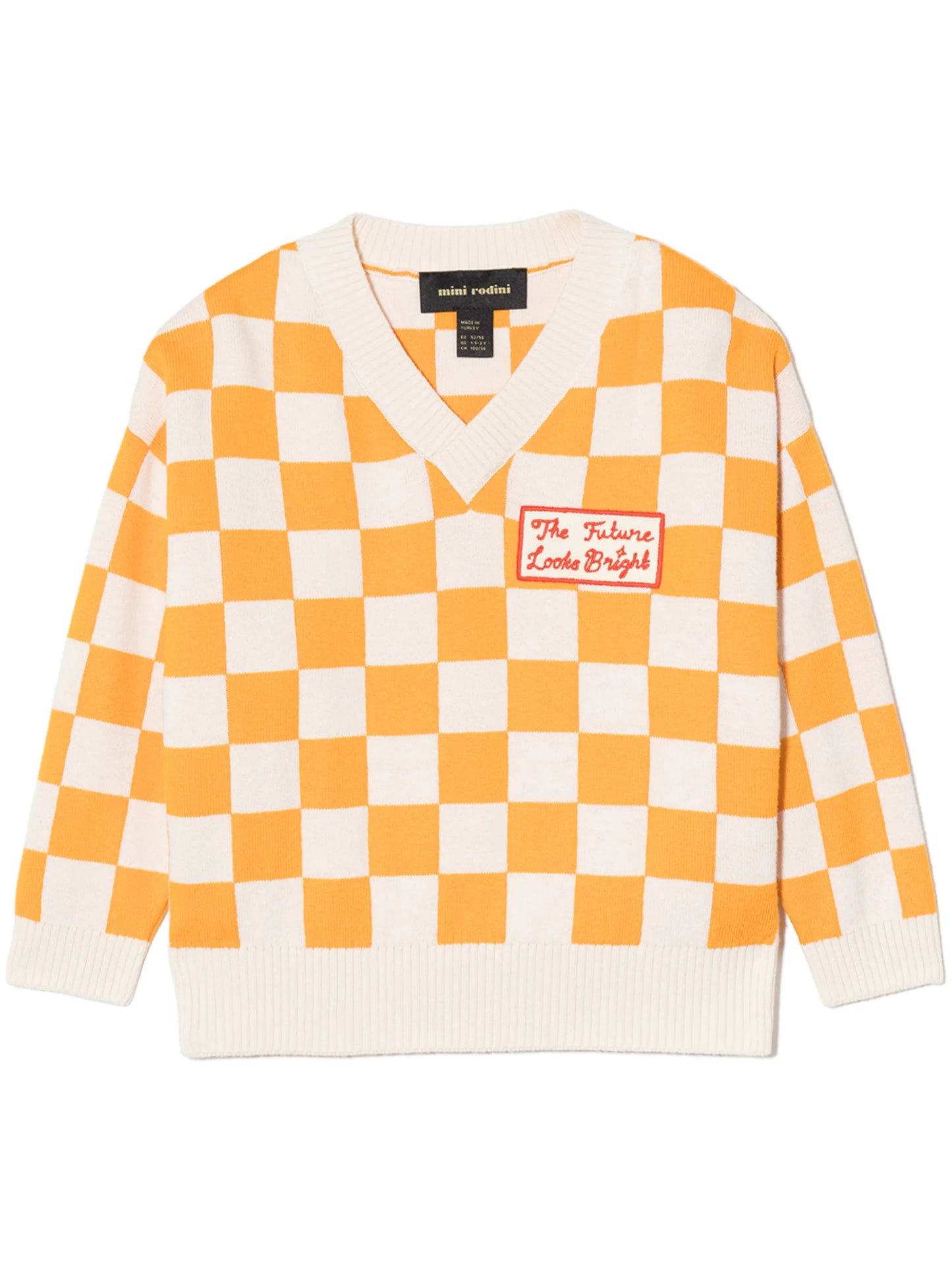 check-print knitted sweater