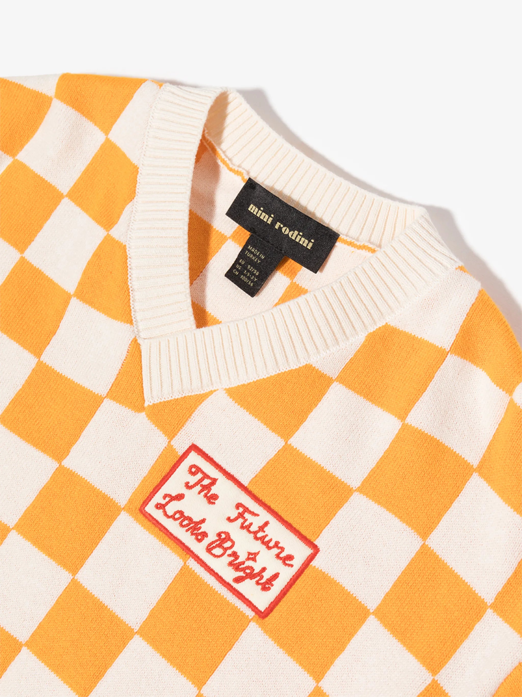 check-print knitted sweater