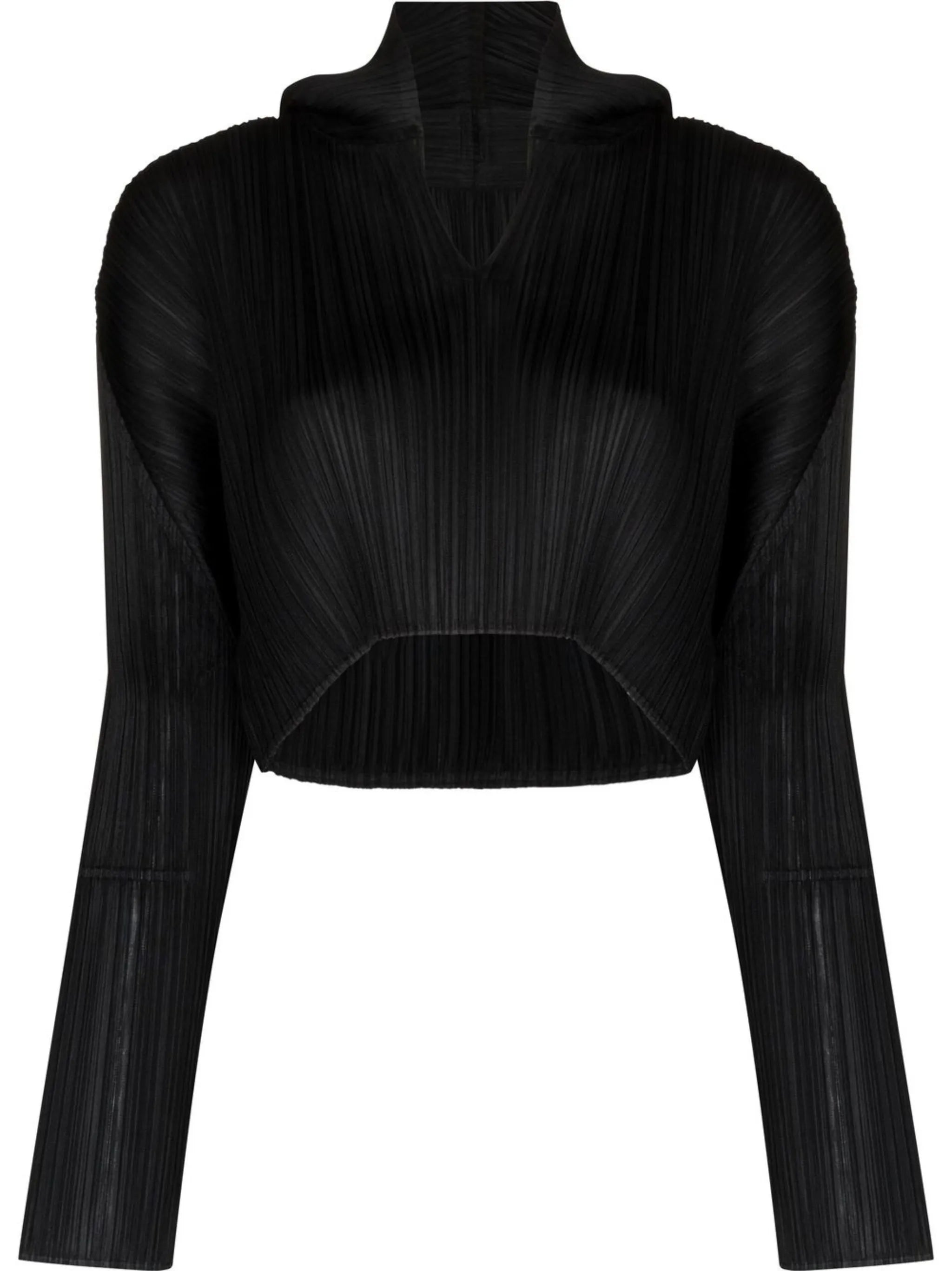 pleated hooded crop top
