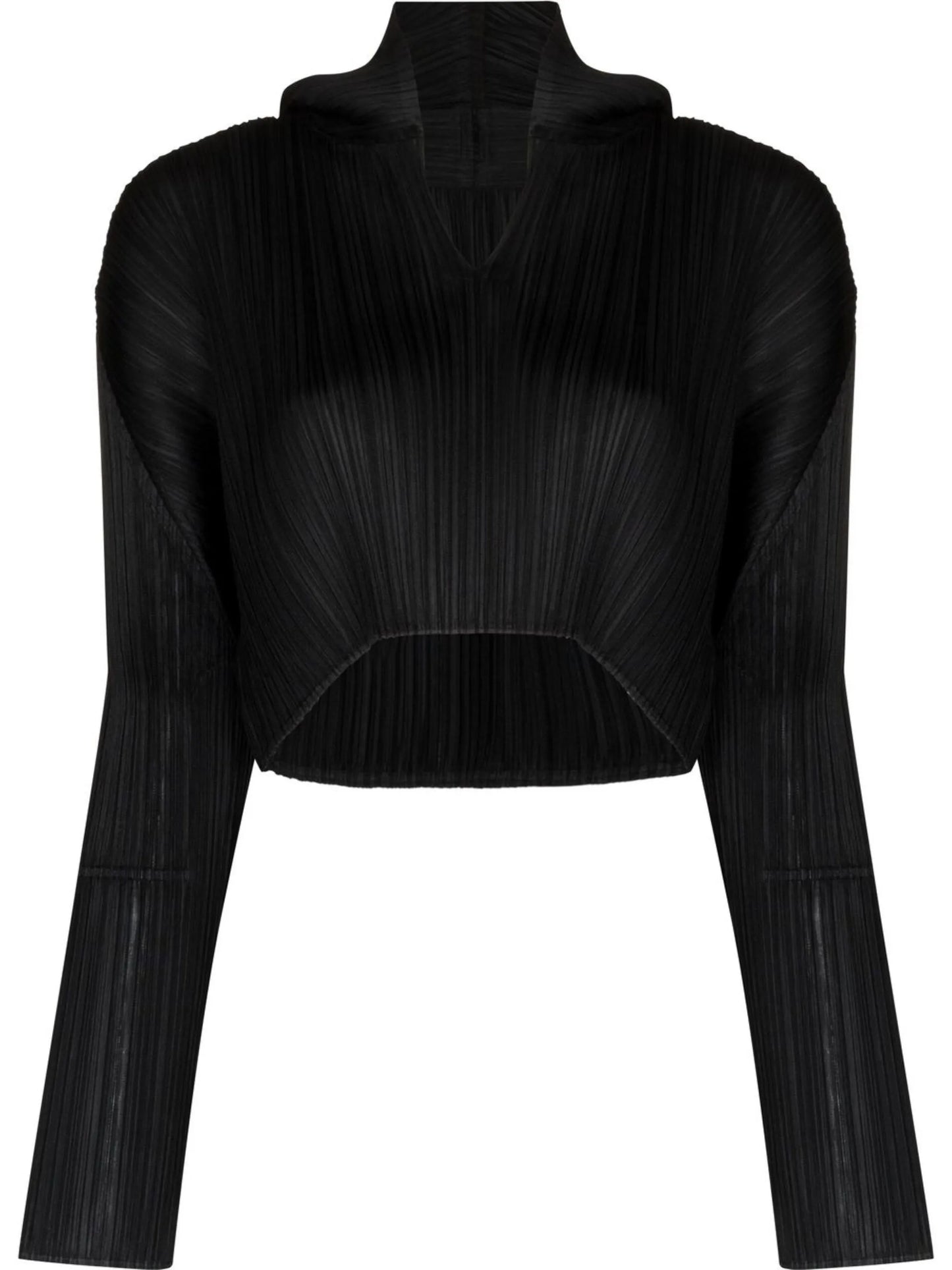 pleated hooded crop top