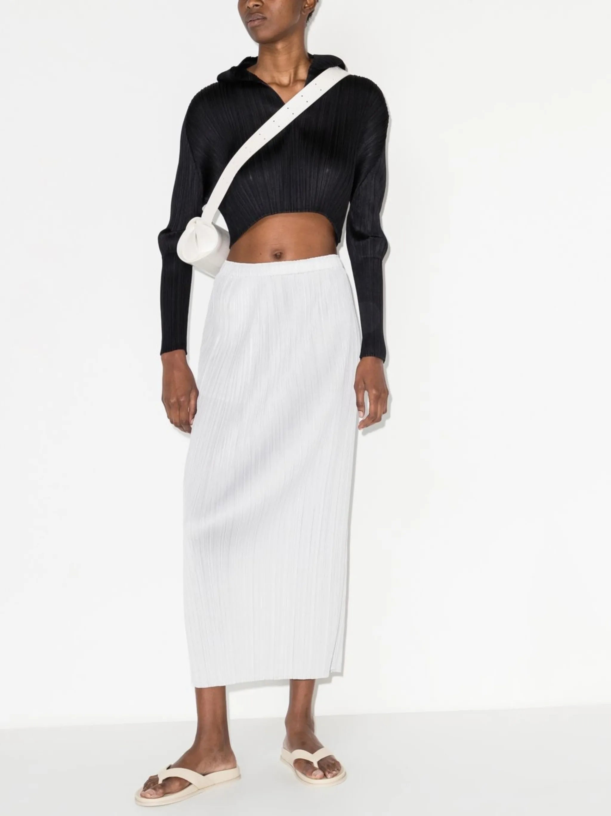 pleated hooded crop top