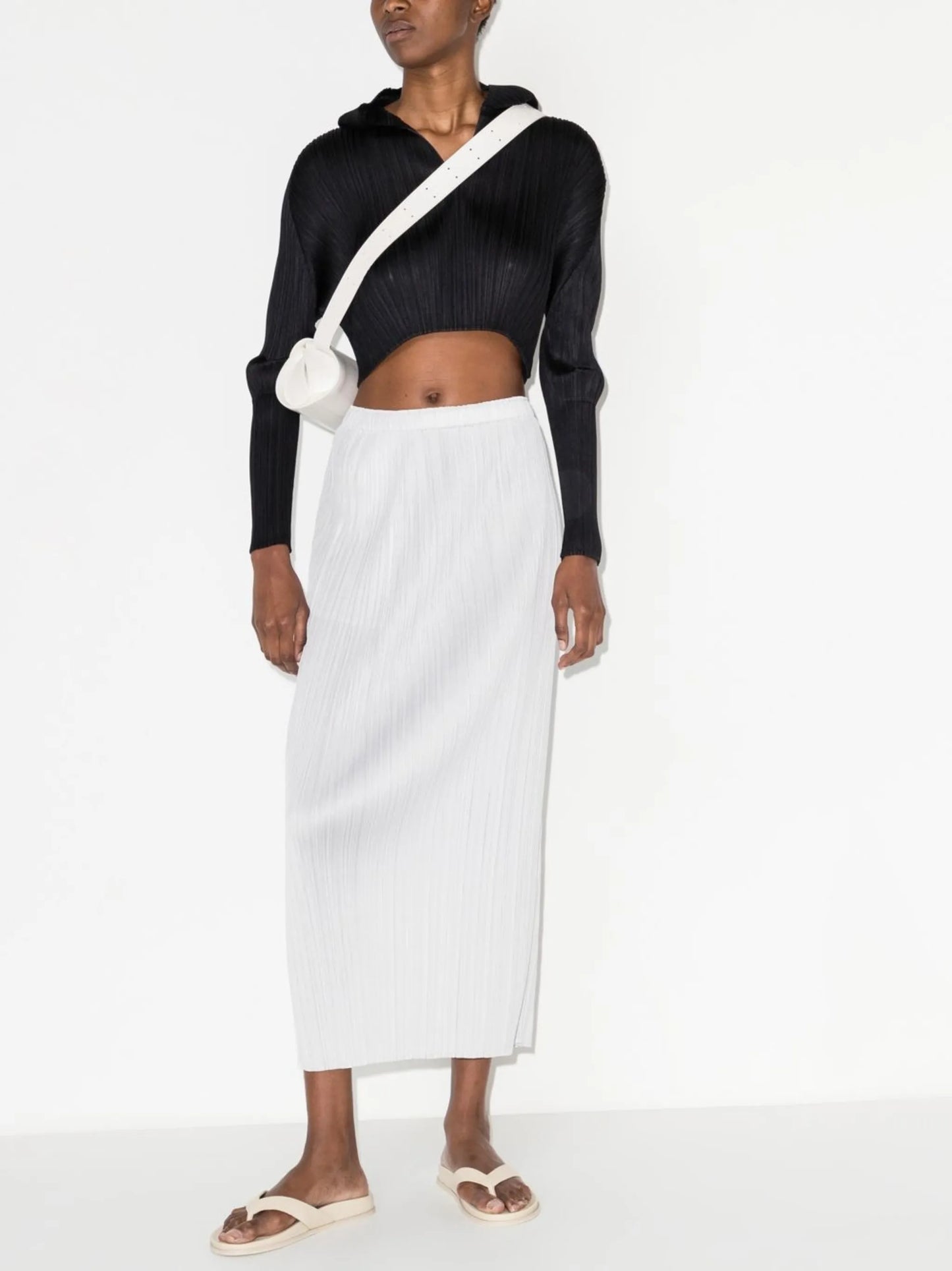 pleated hooded crop top