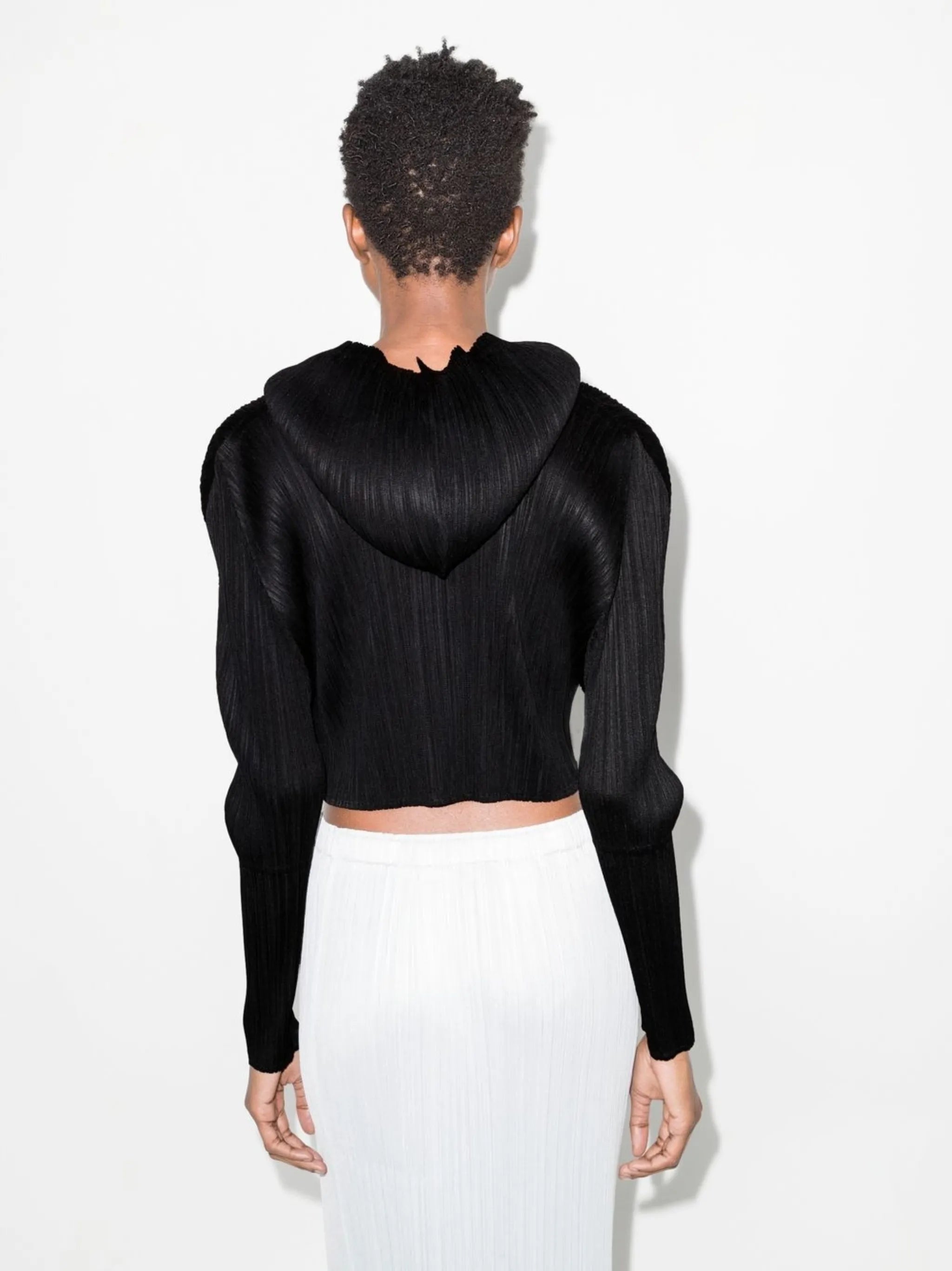 pleated hooded crop top