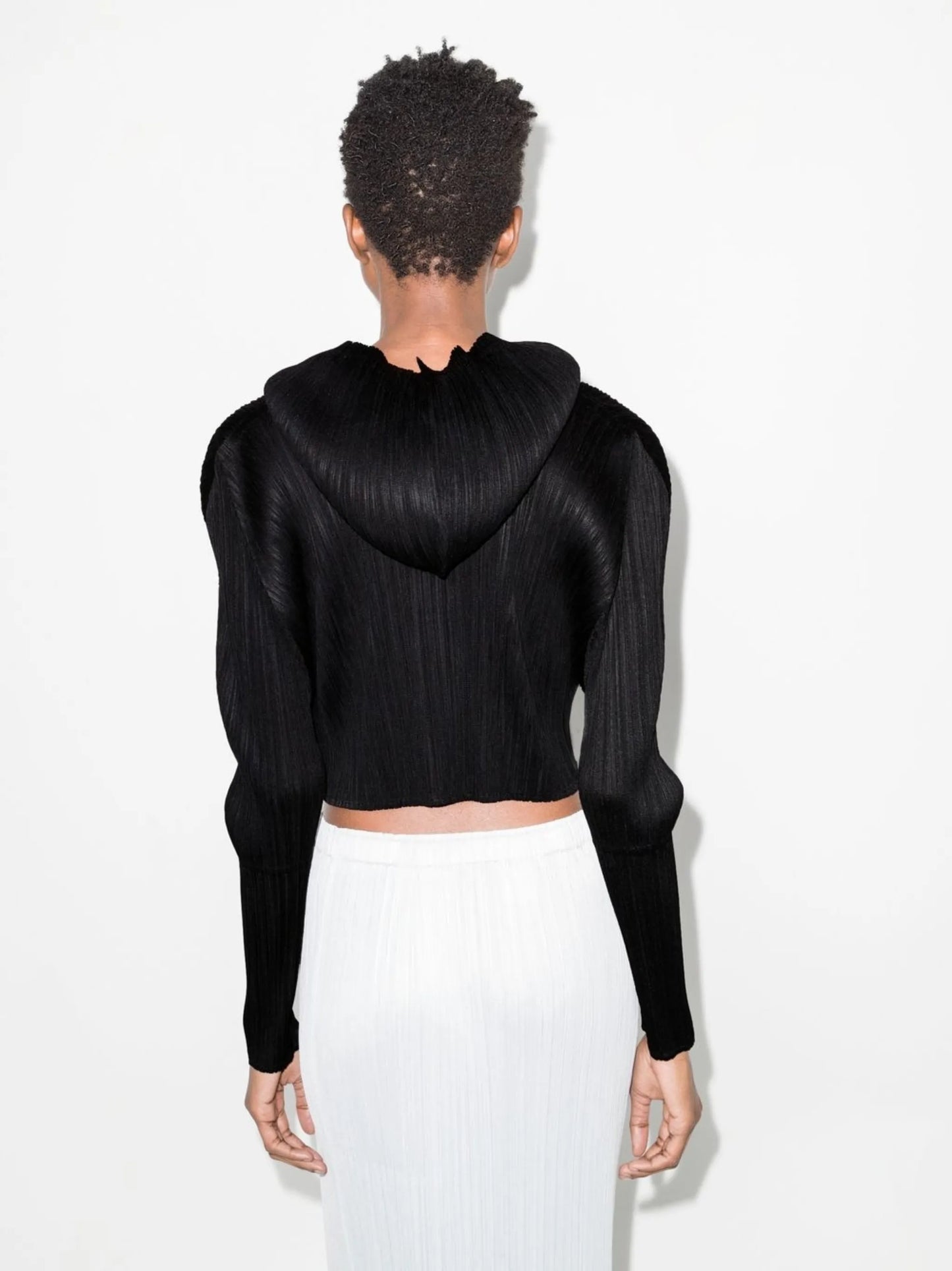 pleated hooded crop top