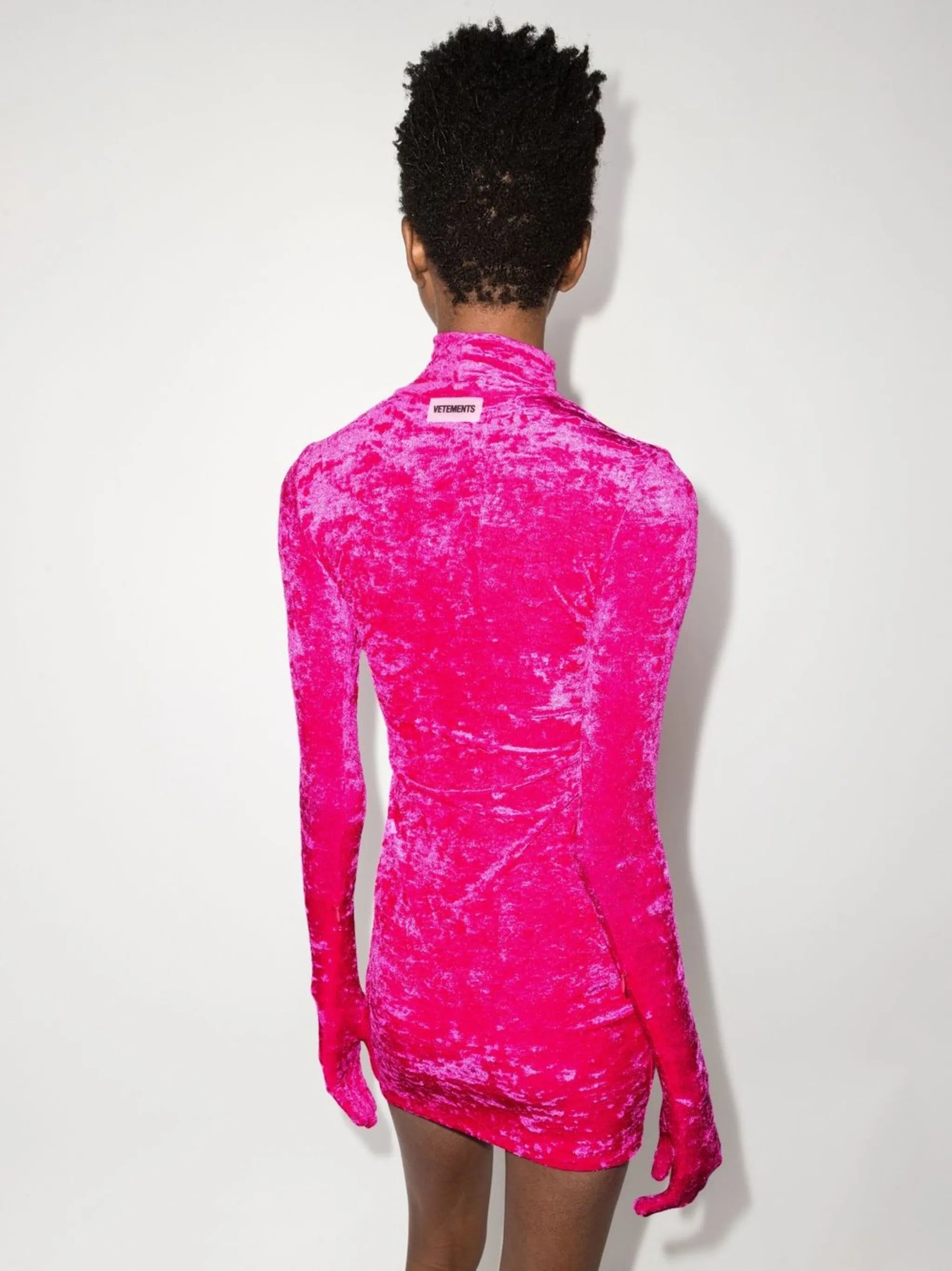 gloved velvet minidress