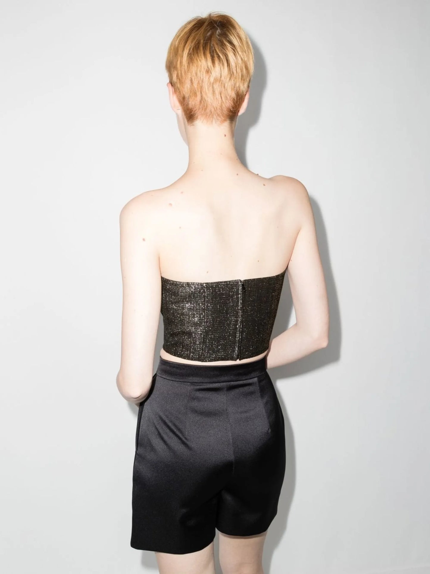 vinyl-trim corset top
