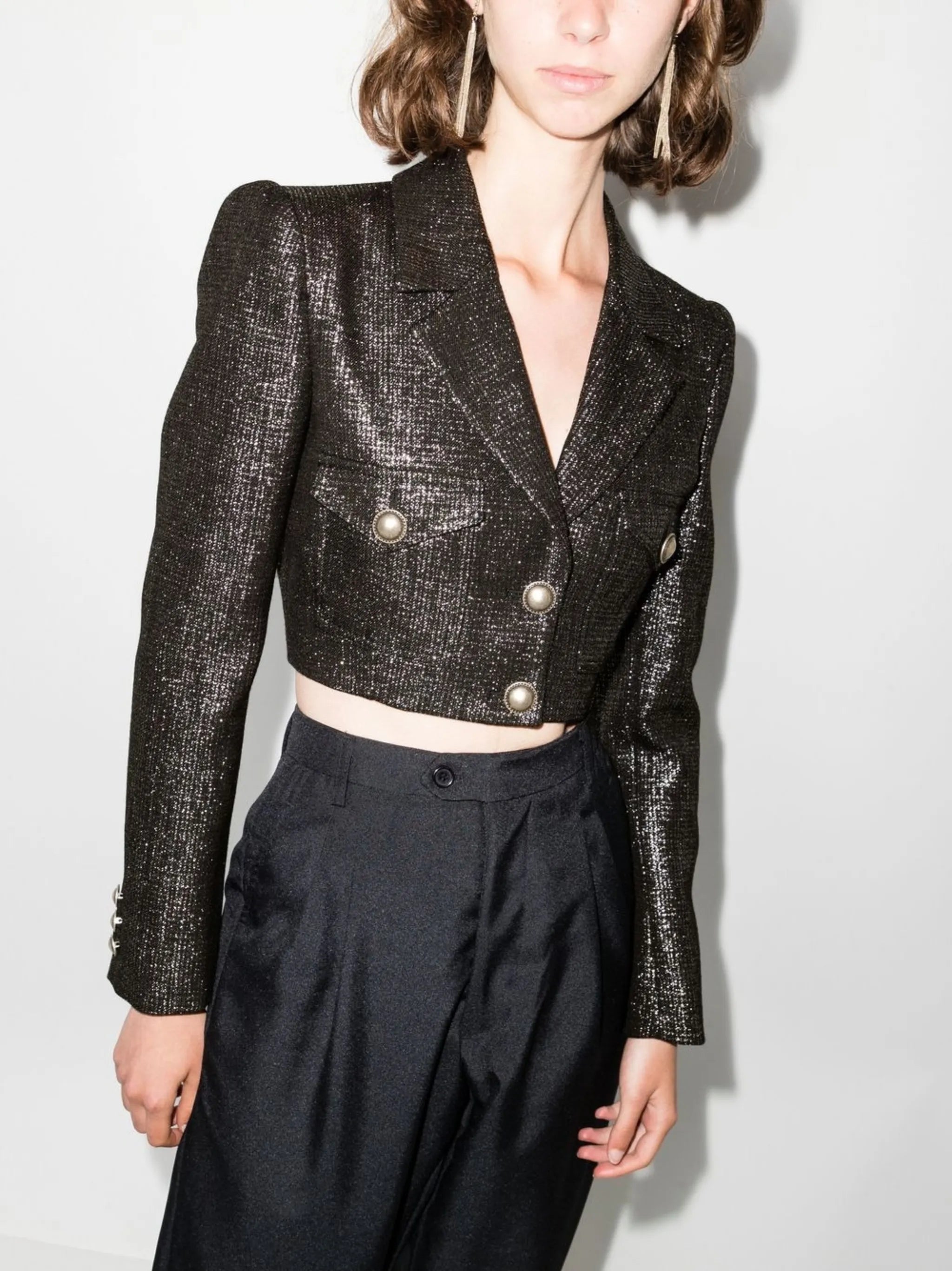 metallic cropped blazer