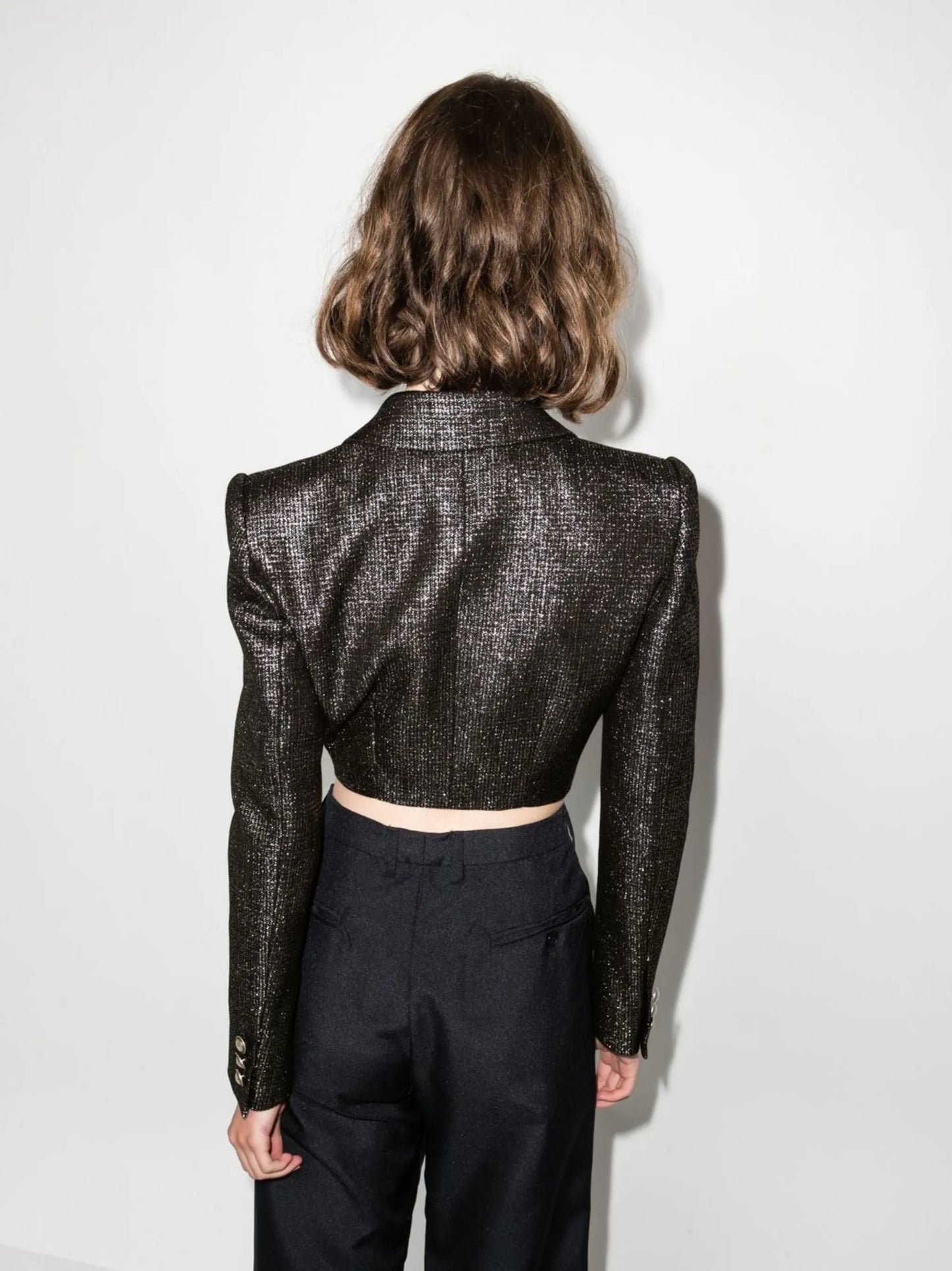metallic cropped blazer