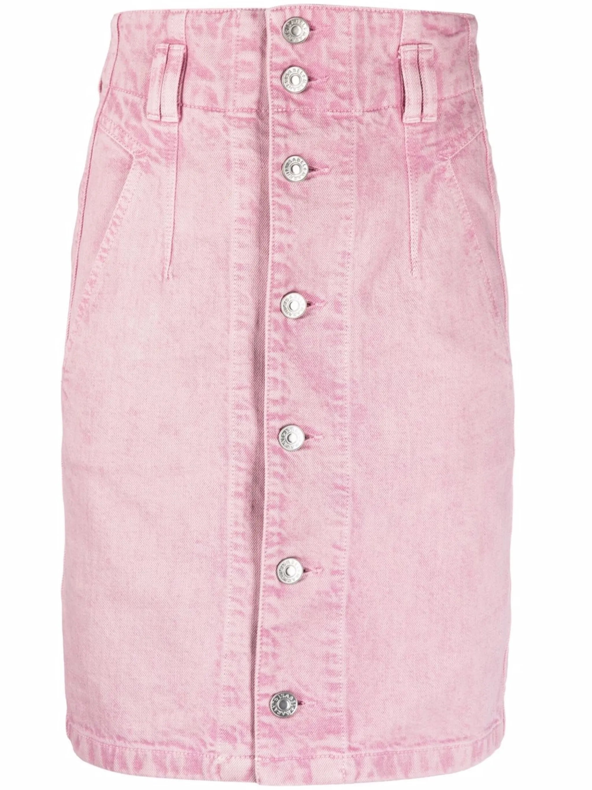 high-waisted denim skirt