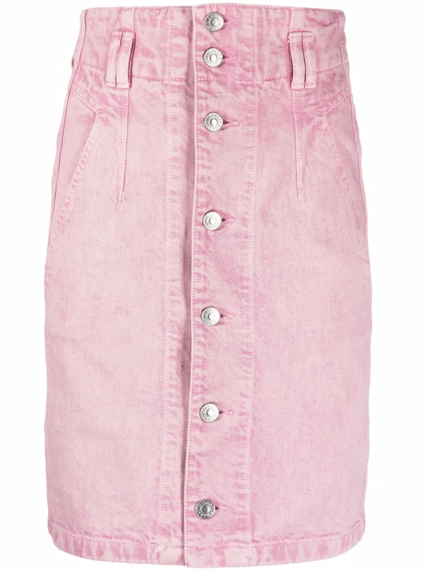 high-waisted denim skirt
