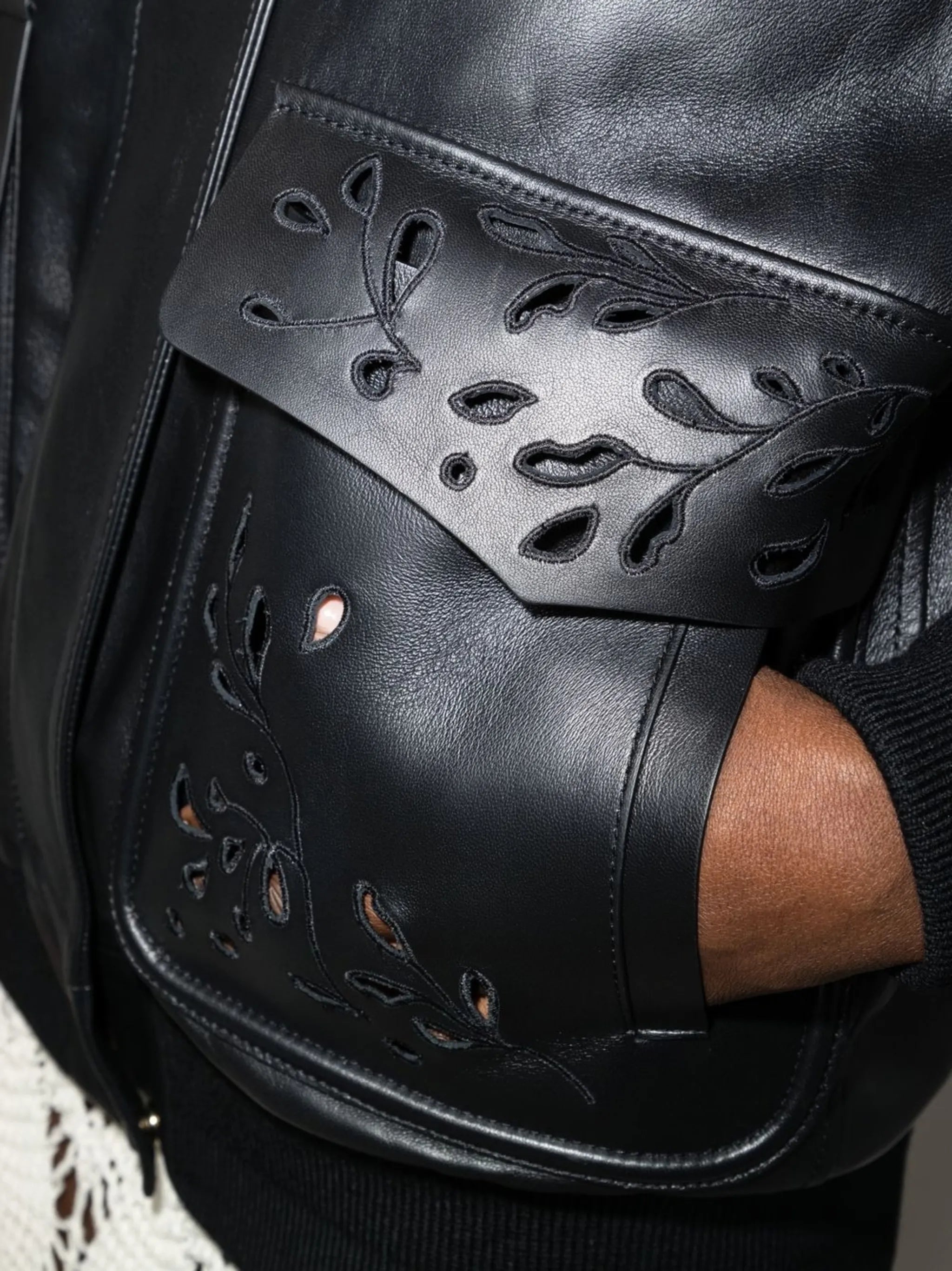broderie anglaise-detail bomber jacket