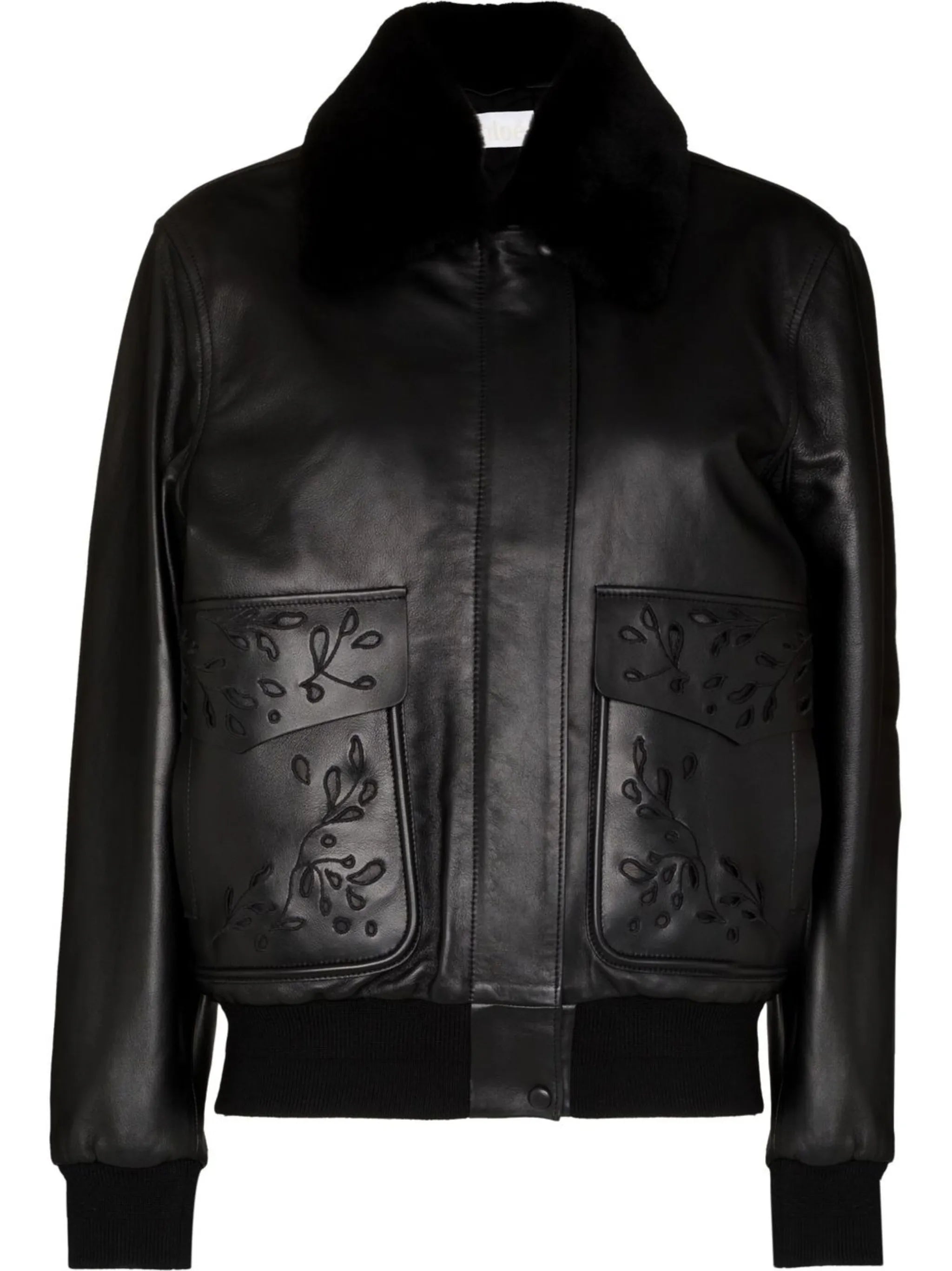 broderie anglaise-detail bomber jacket