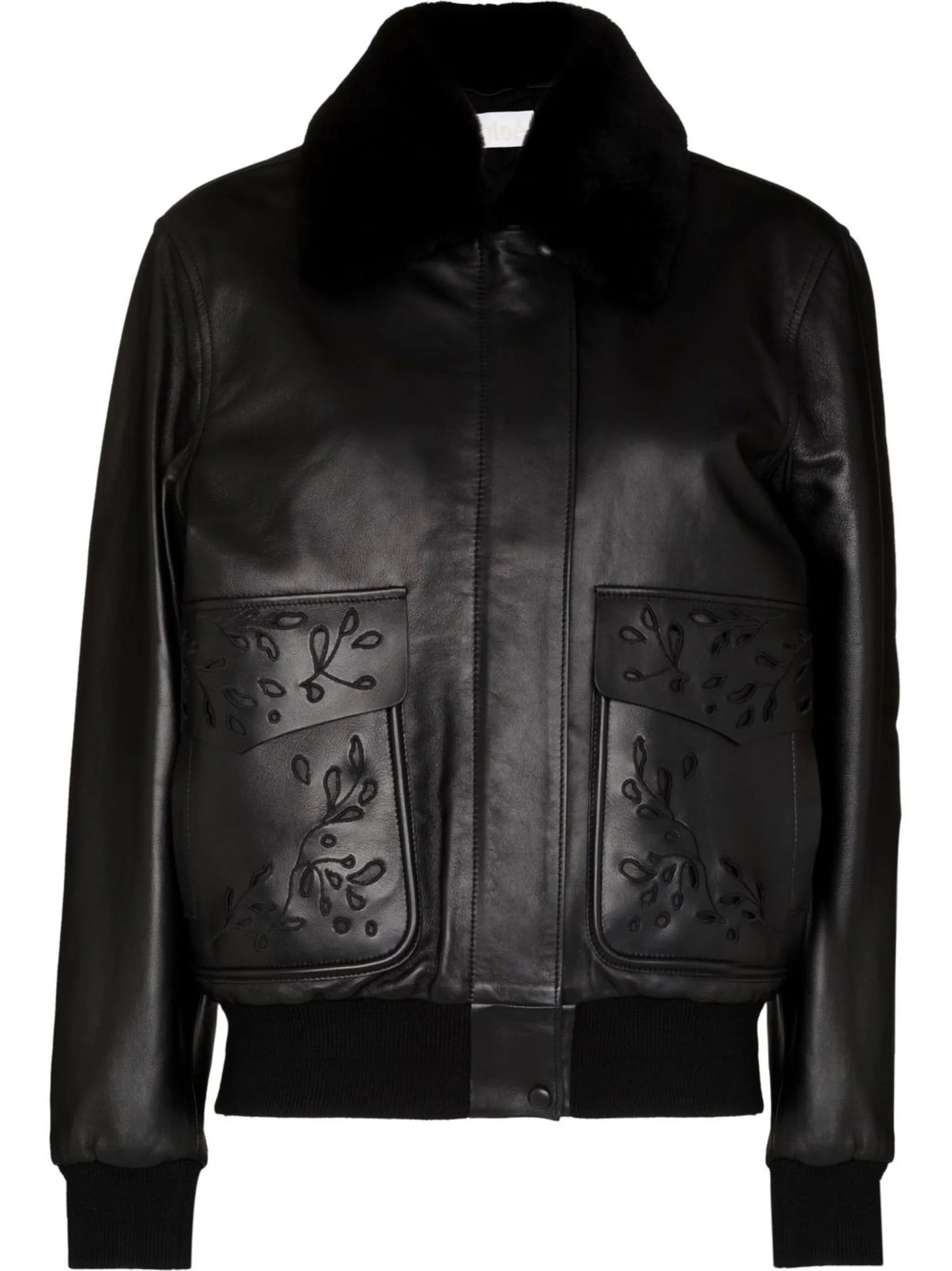 broderie anglaise-detail bomber jacket