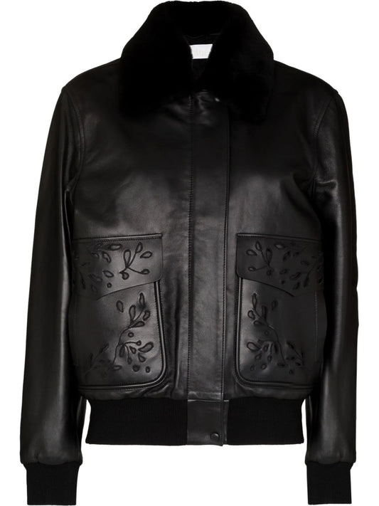 broderie anglaise-detail bomber jacket