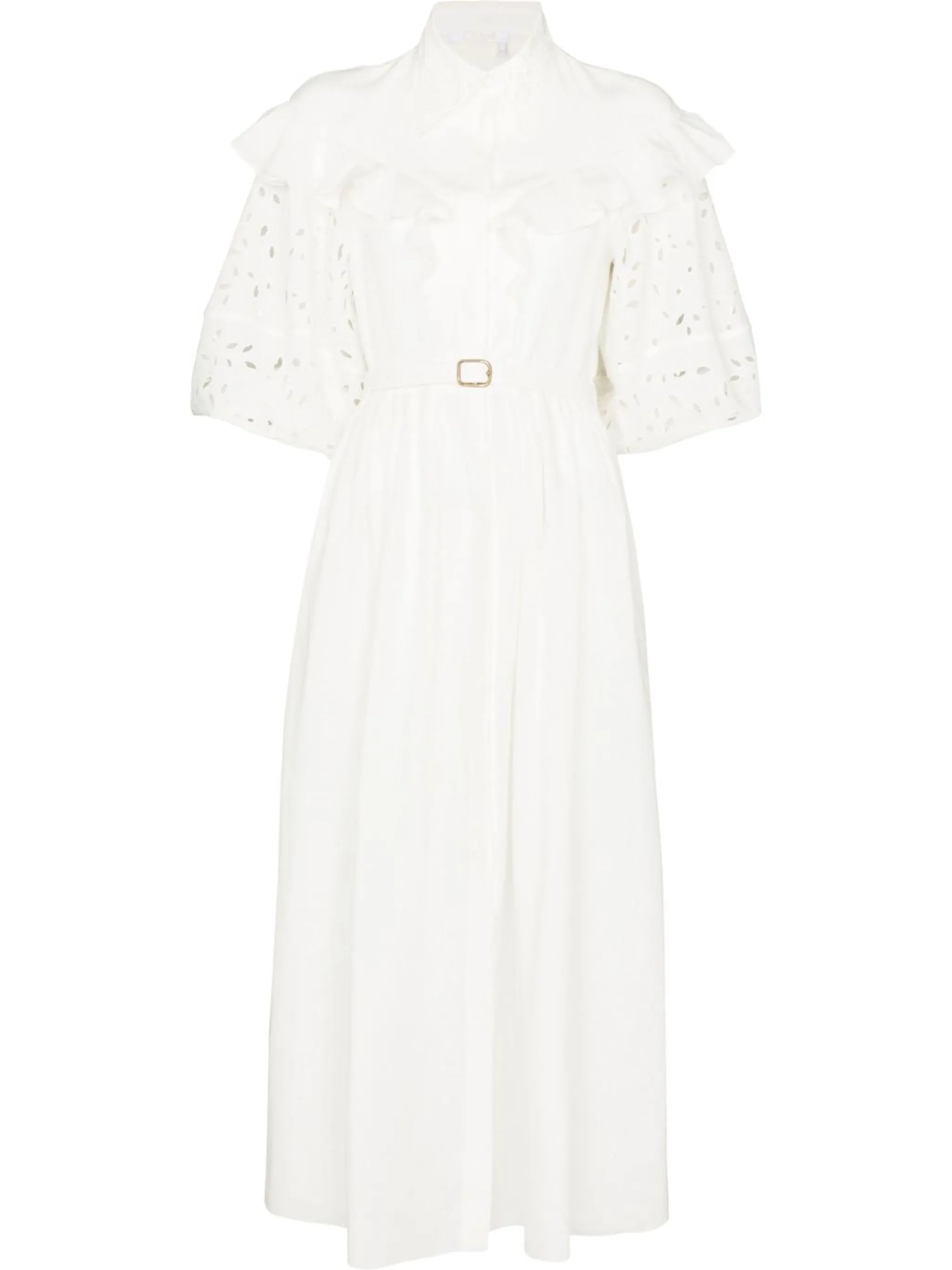 balloon-sleeve midi dress