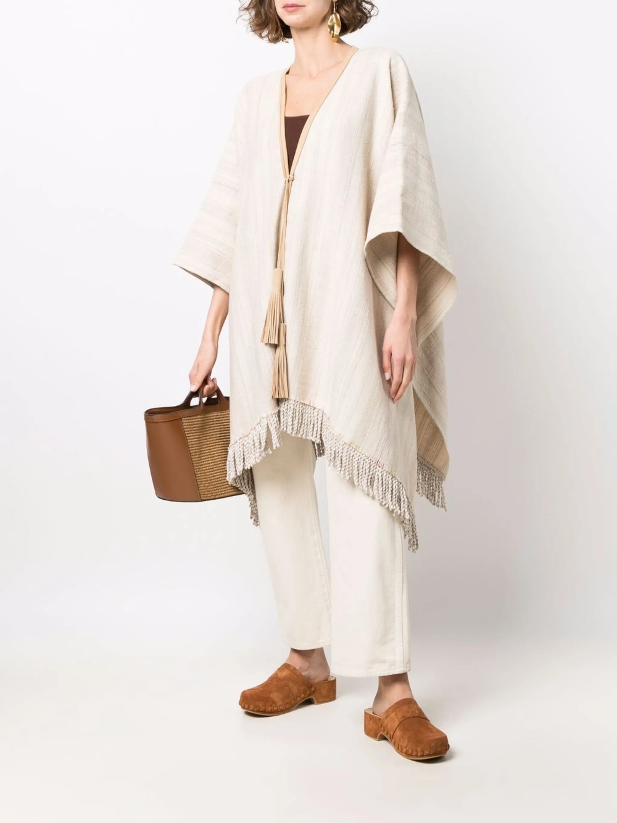 linen-blend shawl cardigan coat