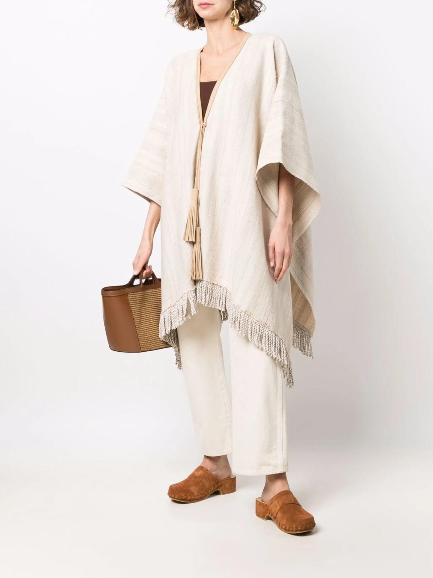 linen-blend shawl cardigan coat
