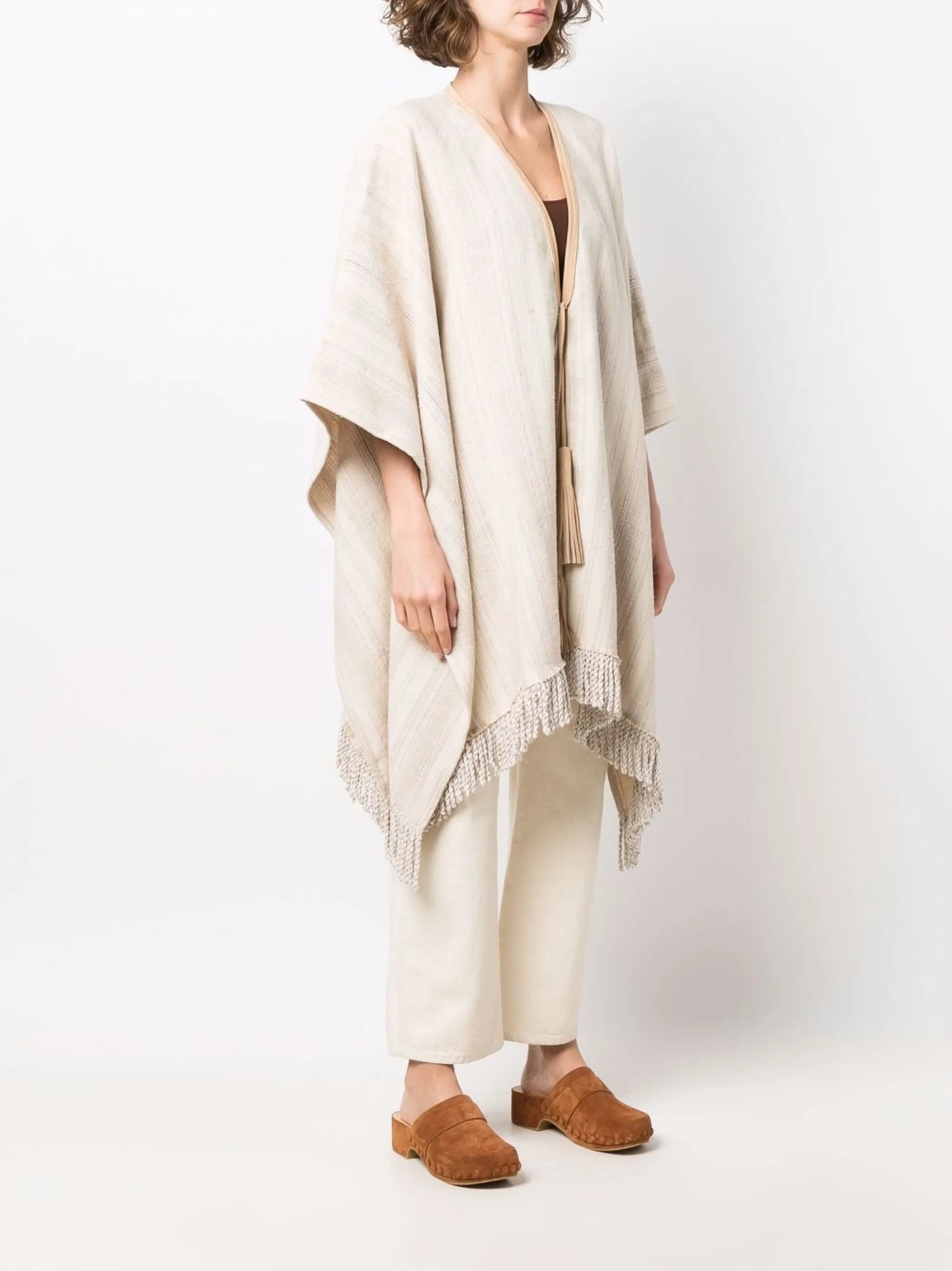 linen-blend shawl cardigan coat