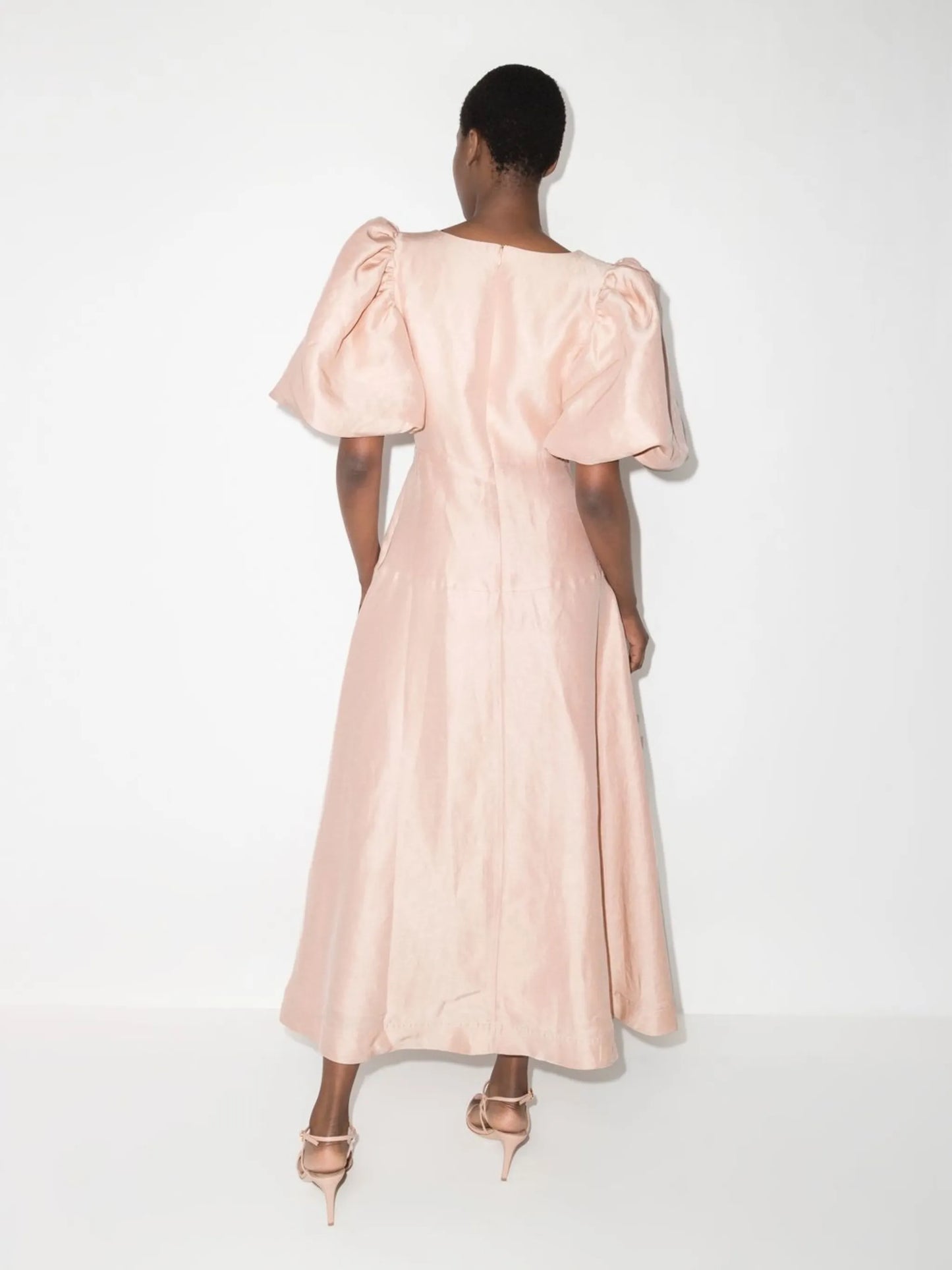 Dust Knot puff-sleeve midi dress