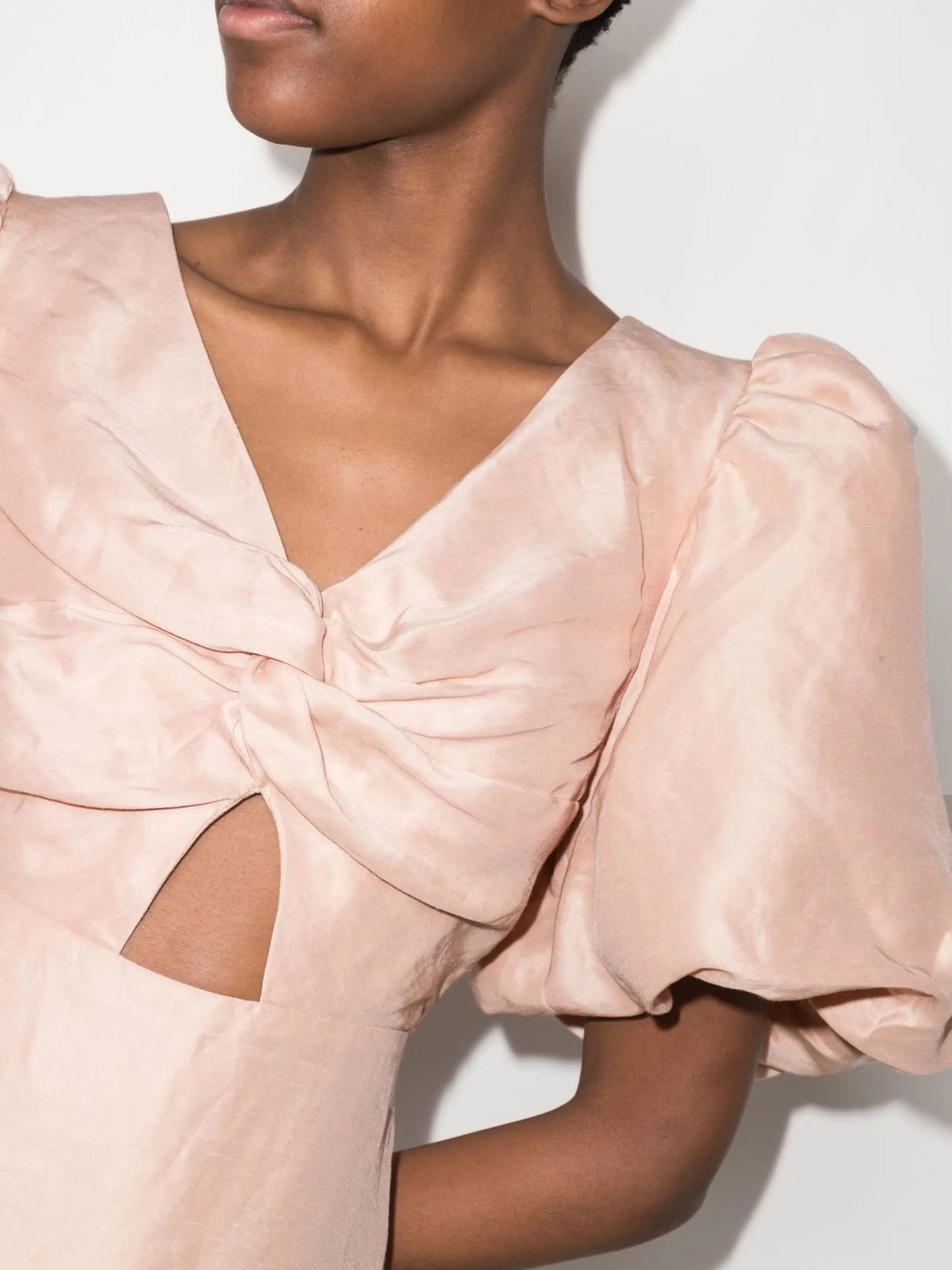 Dust Knot puff-sleeve midi dress