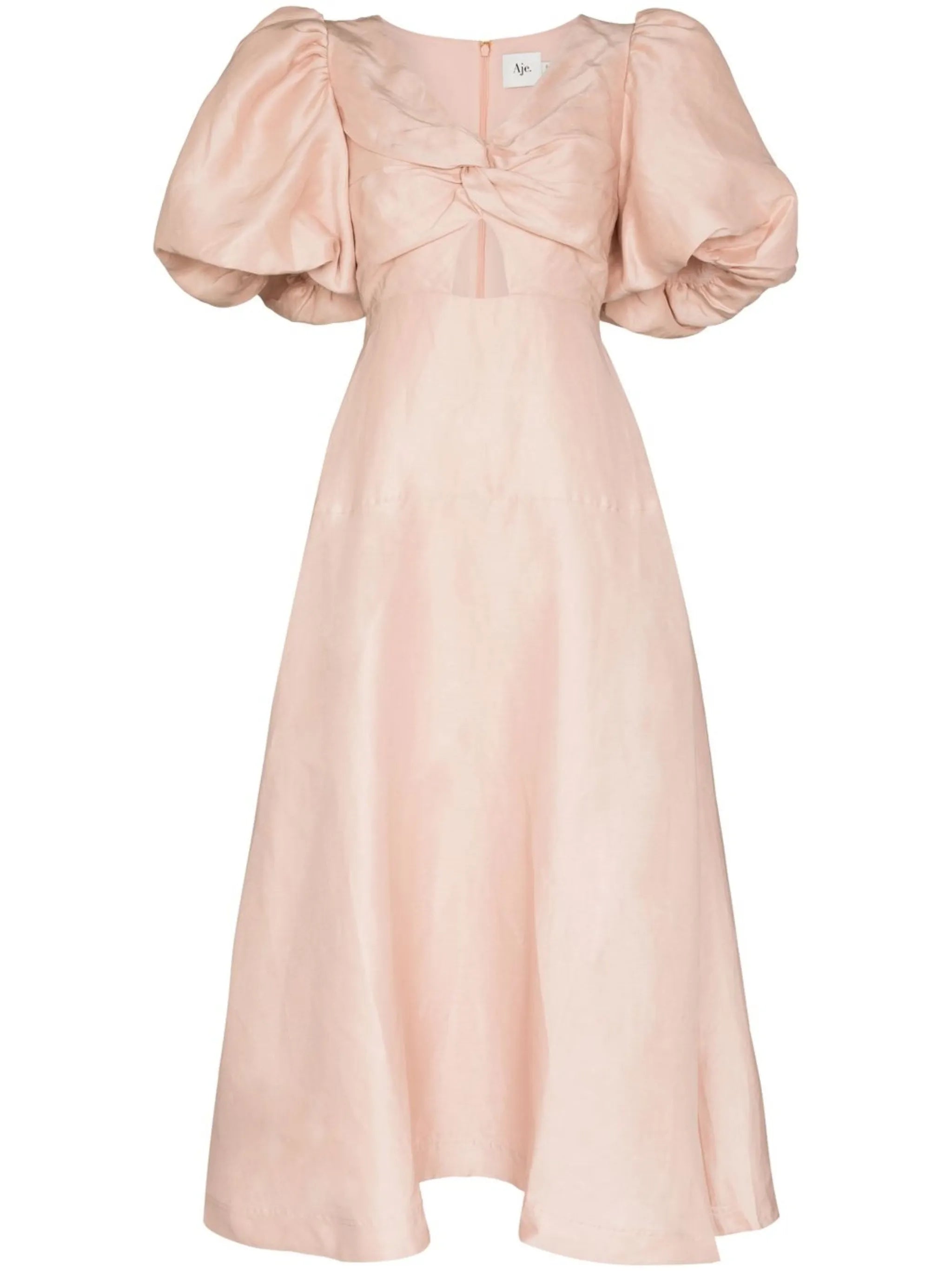 Dust Knot puff-sleeve midi dress