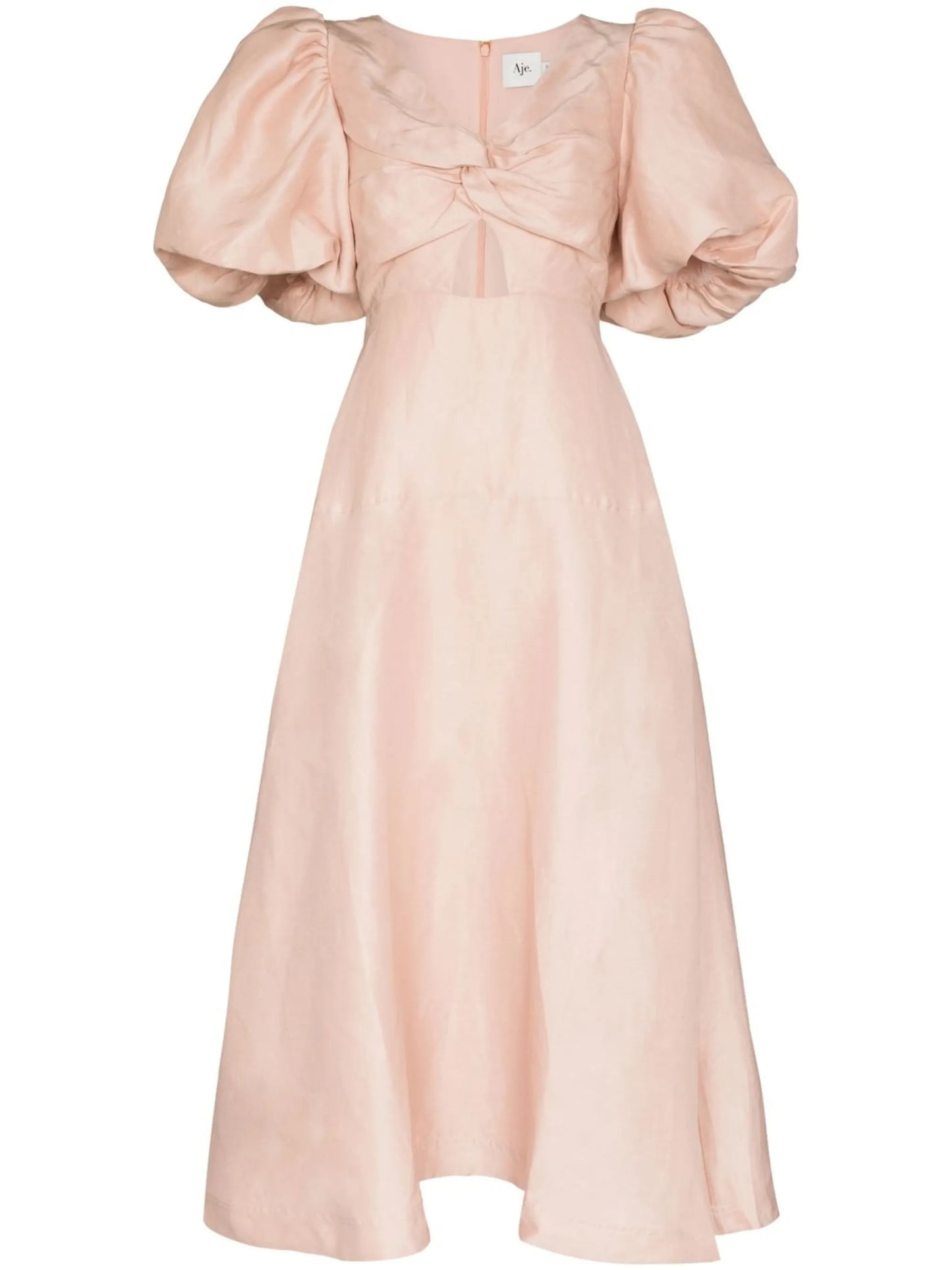 Dust Knot puff-sleeve midi dress