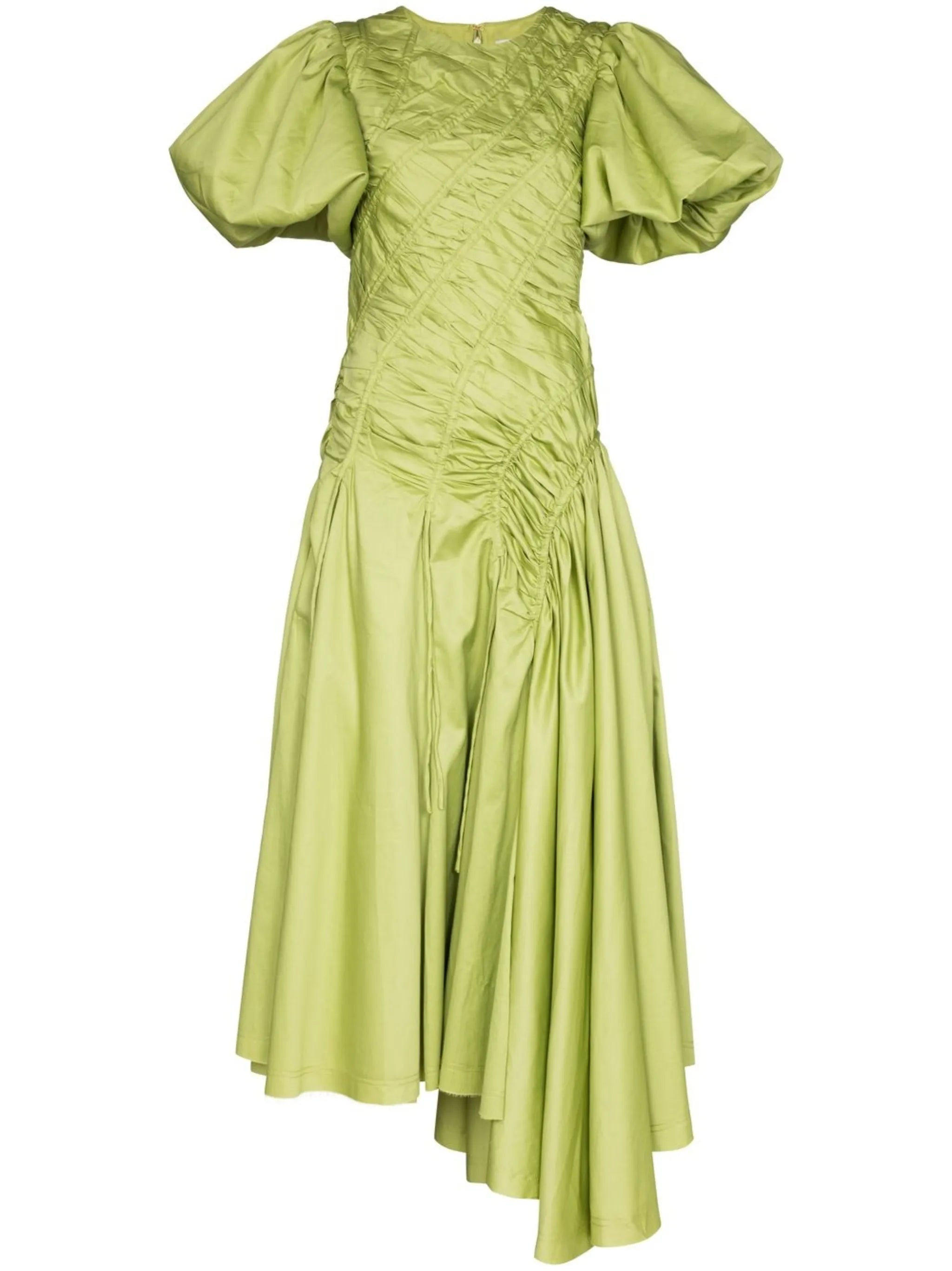 Siren puff-sleeved flared dress