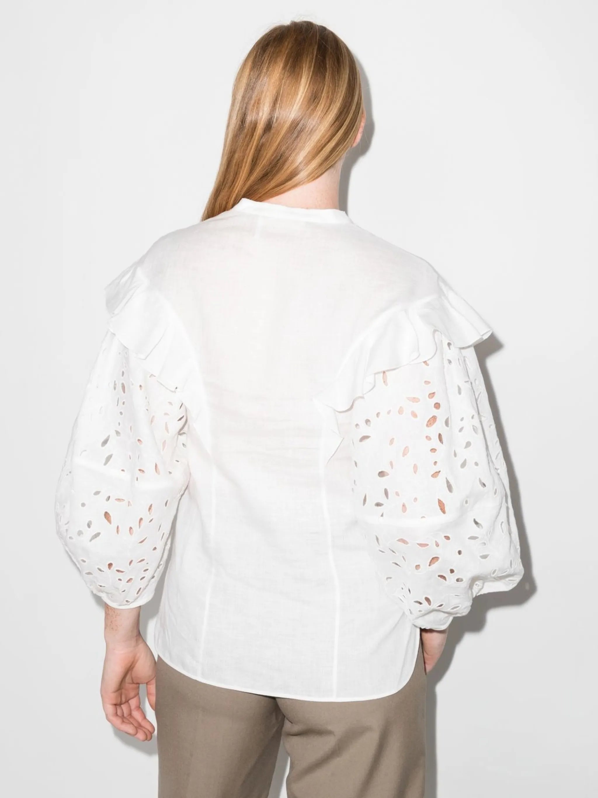 broderie-anglaise ruffled blouse