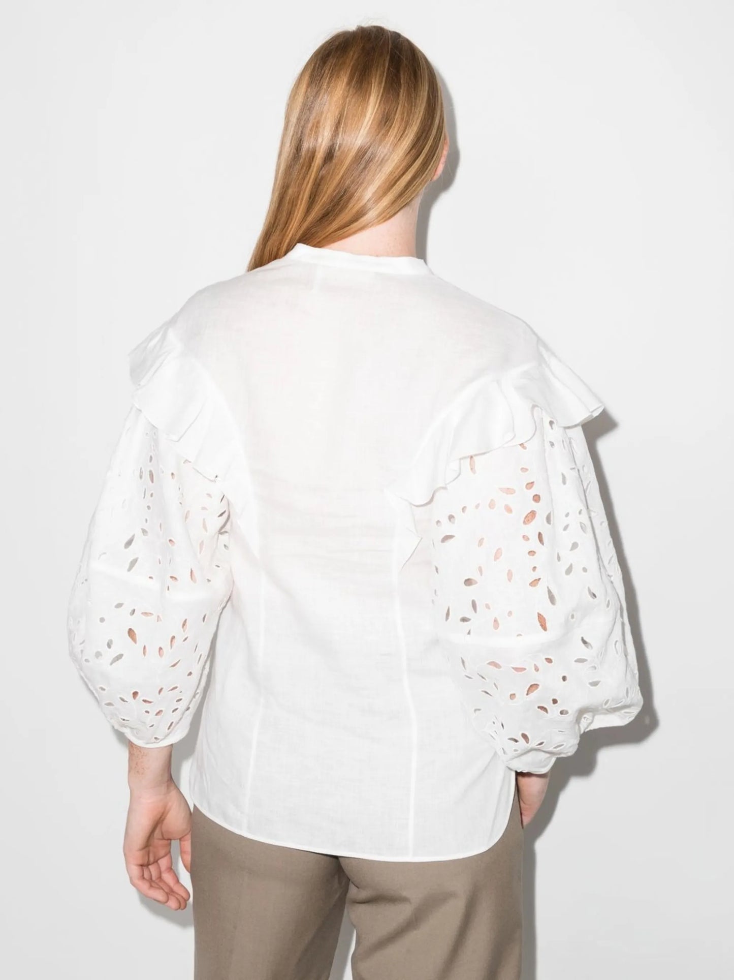 broderie-anglaise ruffled blouse