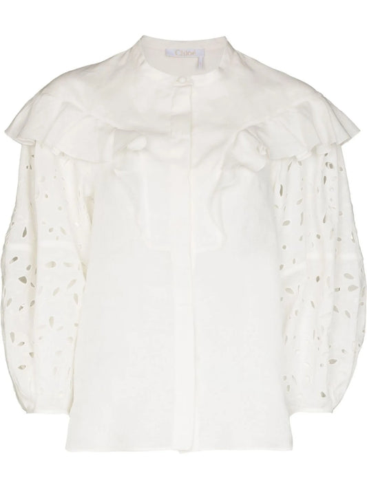 broderie-anglaise ruffled blouse