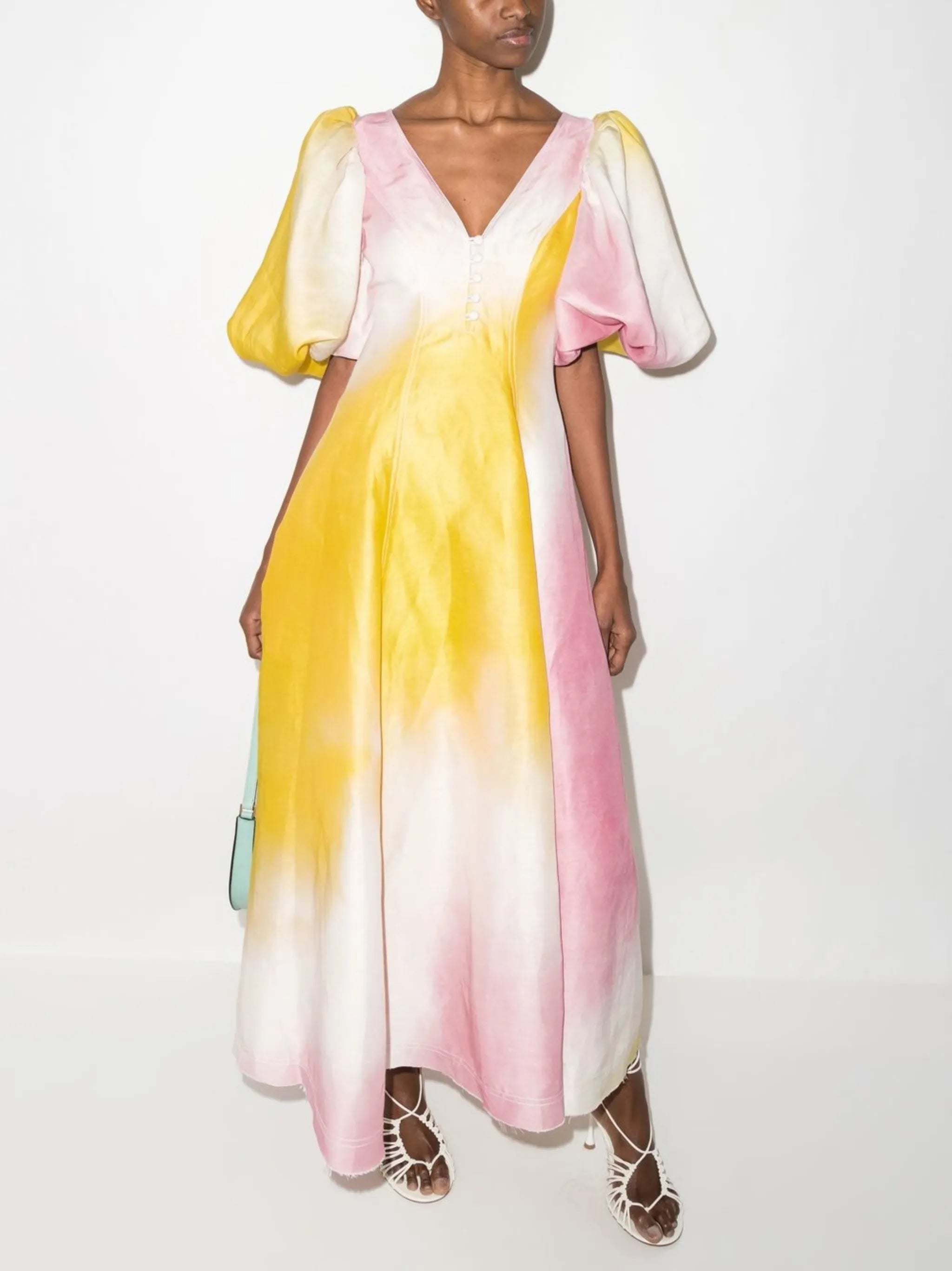 tie-dye V-neck dress