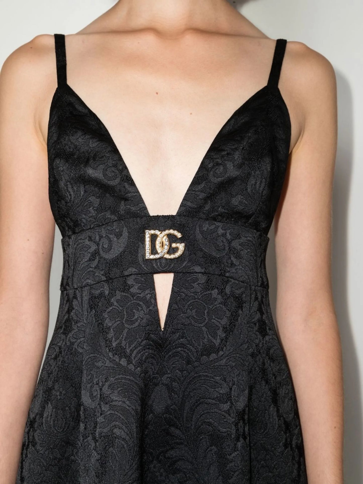 DG plaque brocade mini dress