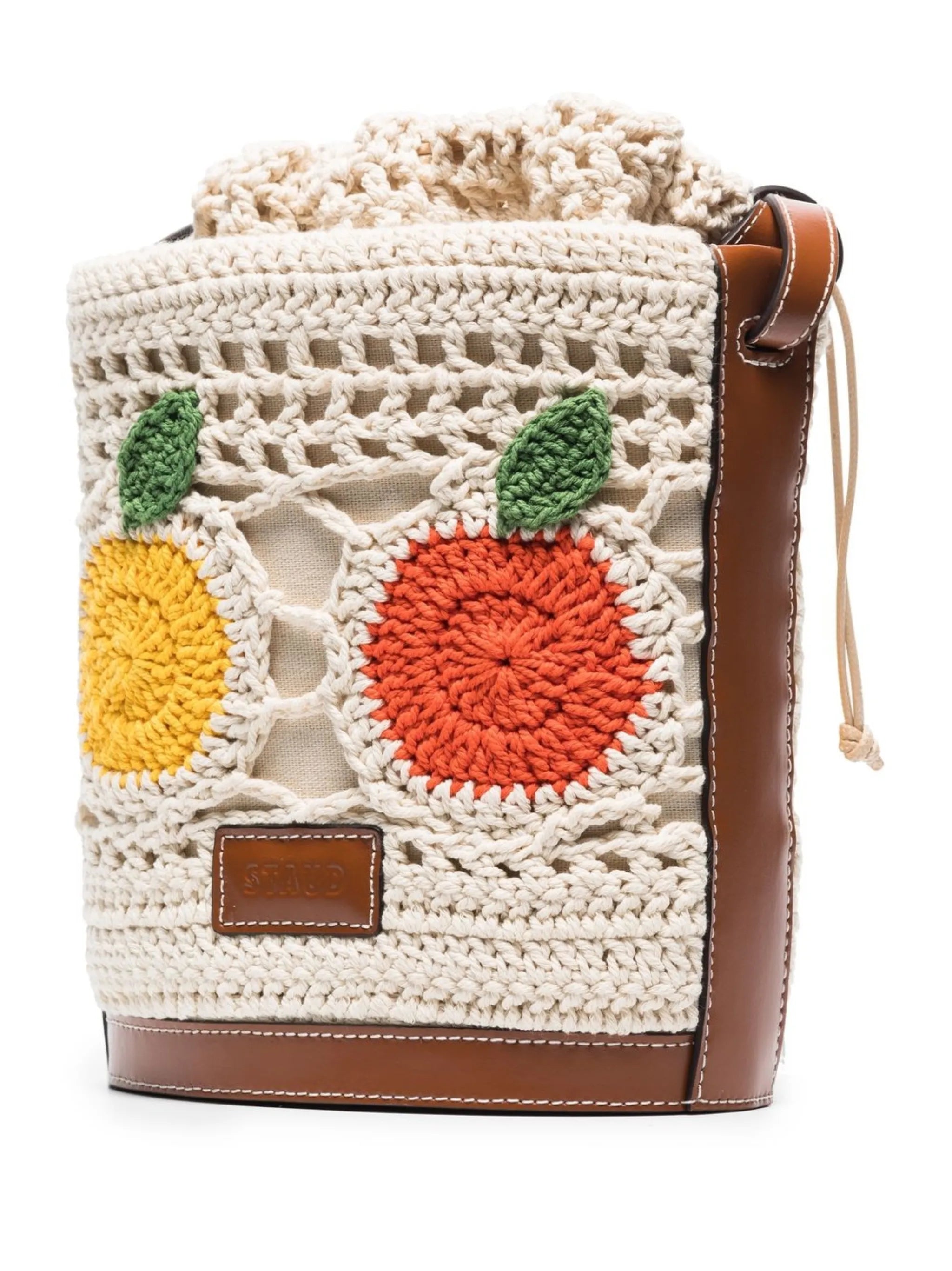 Anita fruit-detail crochet bucket bag