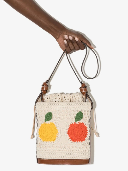 Anita fruit-detail crochet bucket bag
