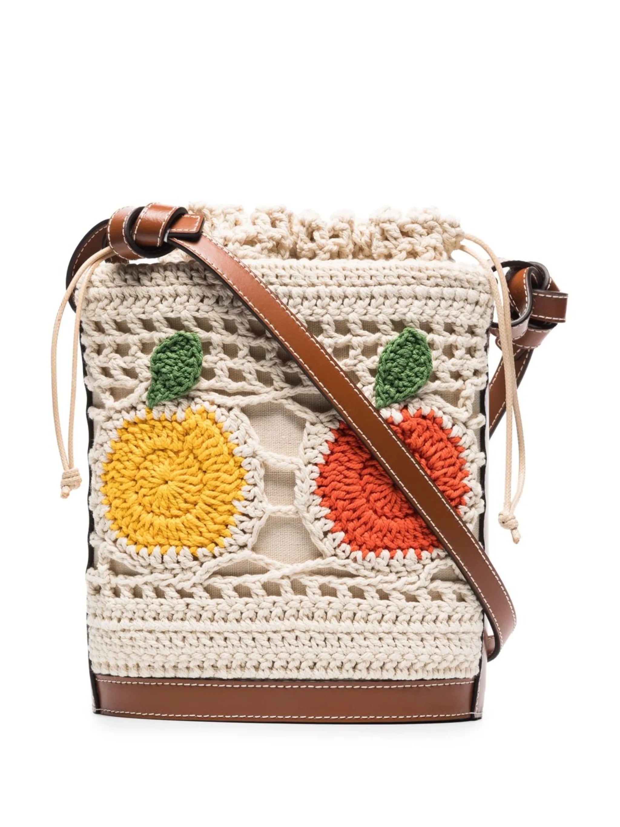 Anita fruit-detail crochet bucket bag
