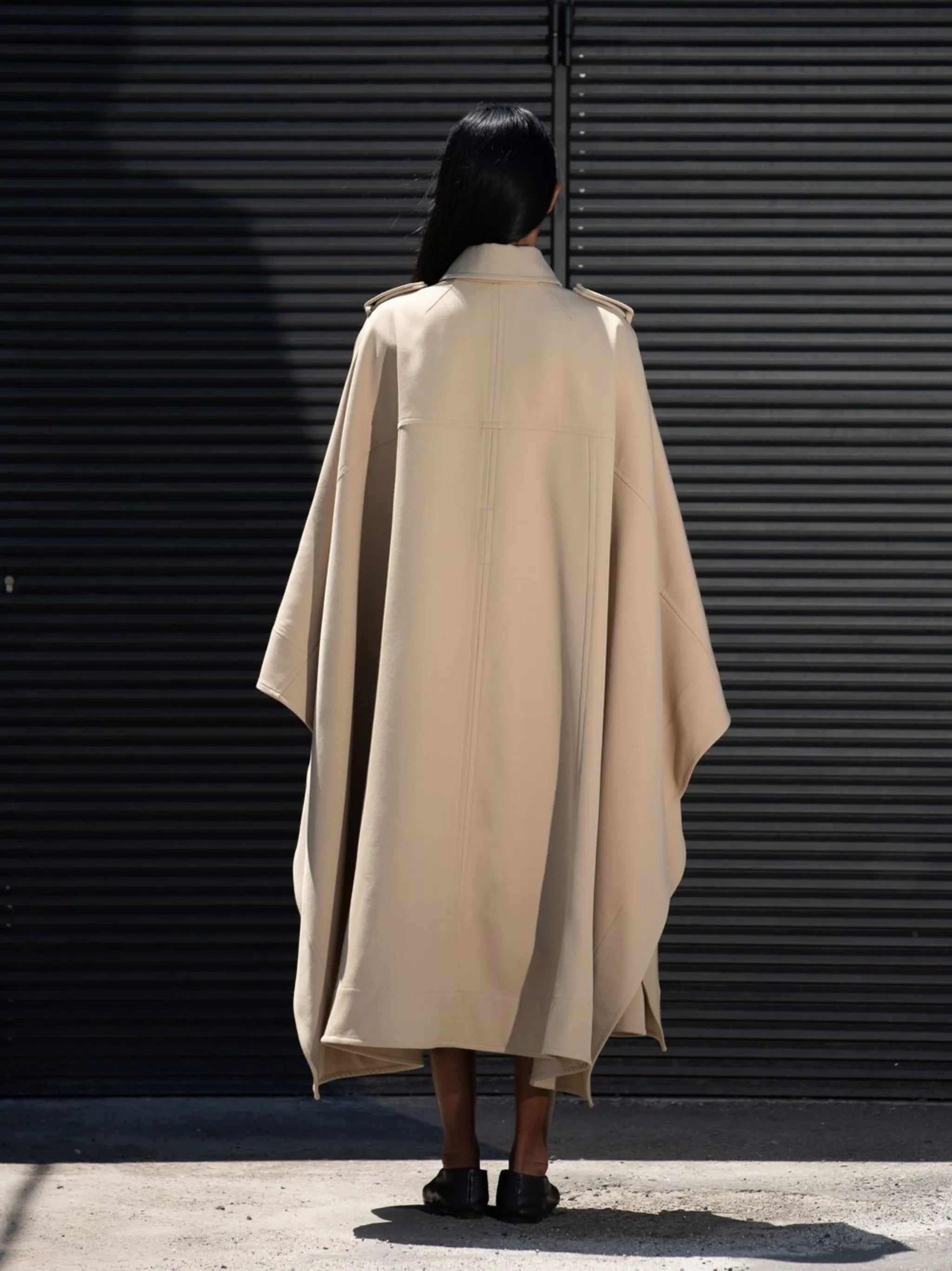 belted cape trench coat