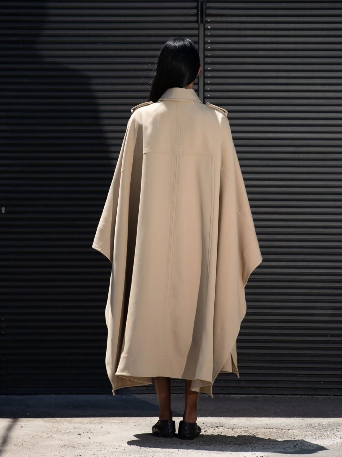 belted cape trench coat