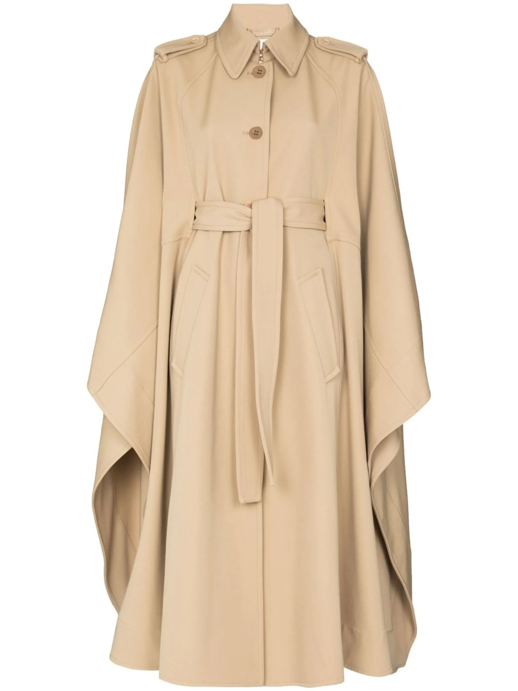 belted cape trench coat