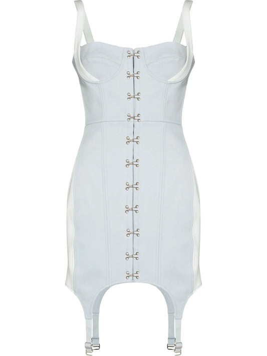 corset-style sweetheart neck dress