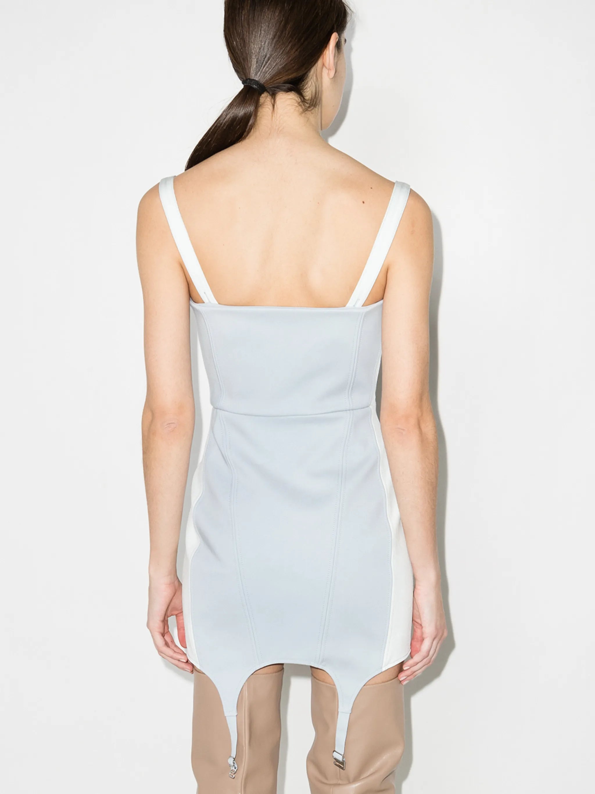 corset-style sweetheart neck dress