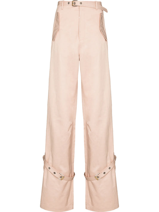 belted flared trousers