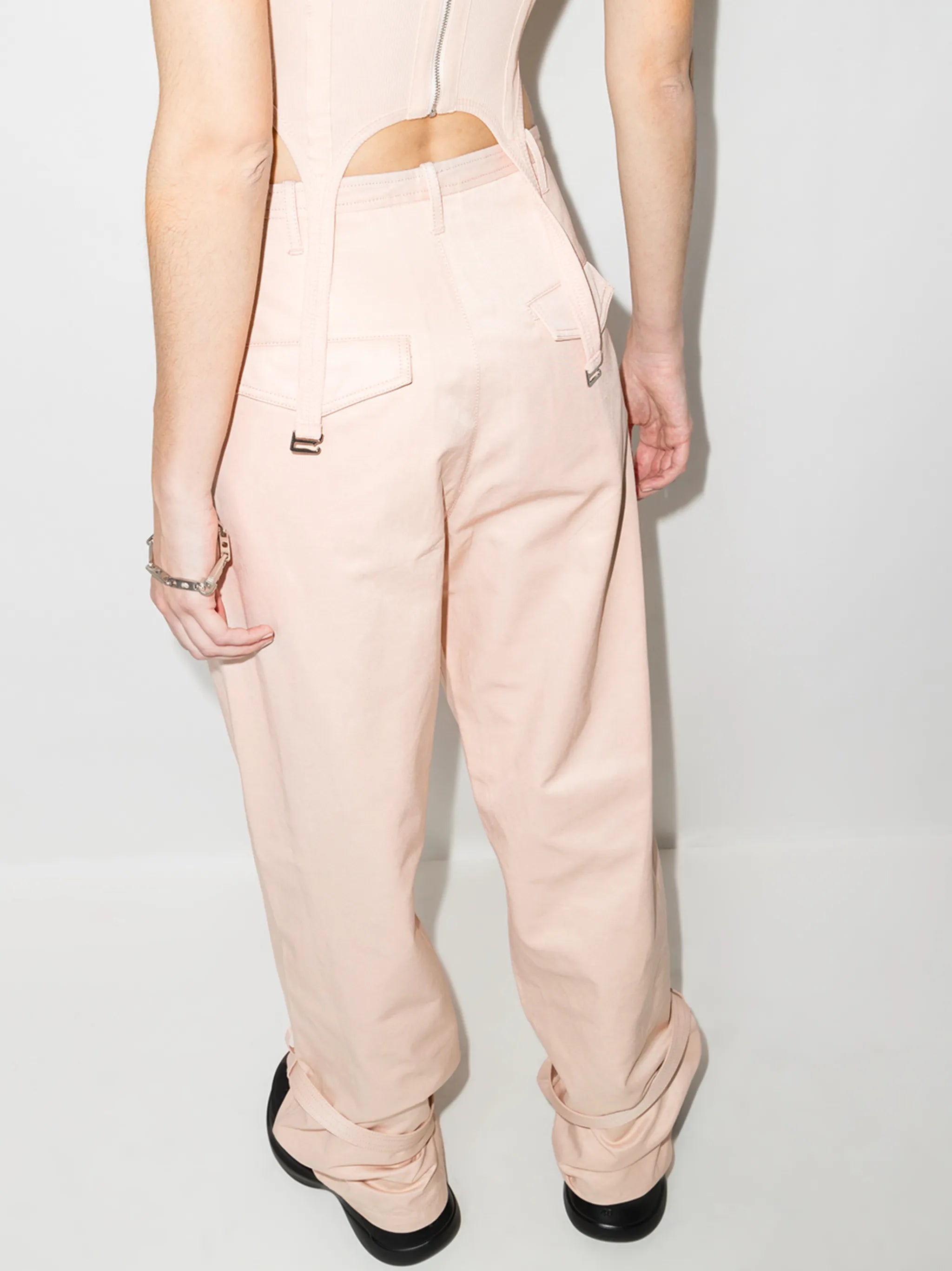 belted flared trousers