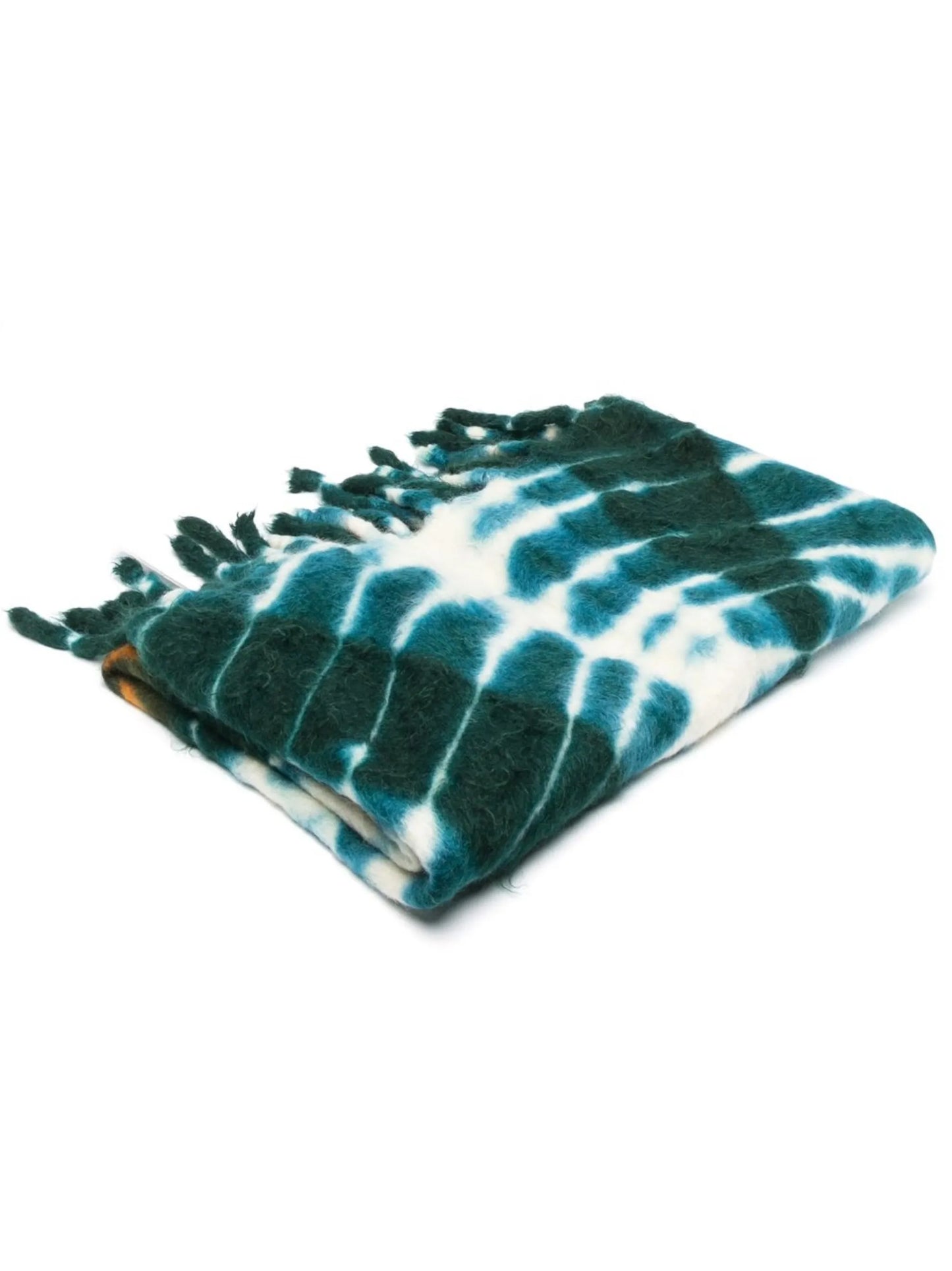 tie-dye fringed blanket